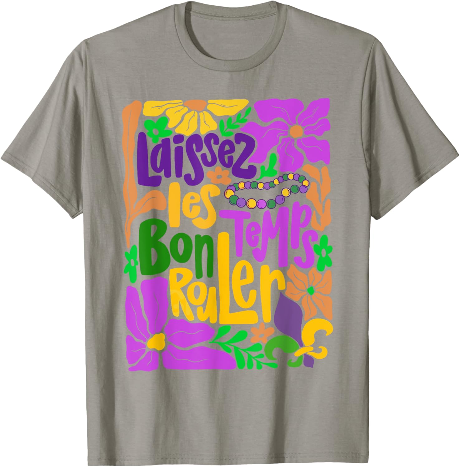 Laissez Les Bon Temps Rouler Mardi Gras Boho Floral T-Shirt for Fun Celebrations - 9