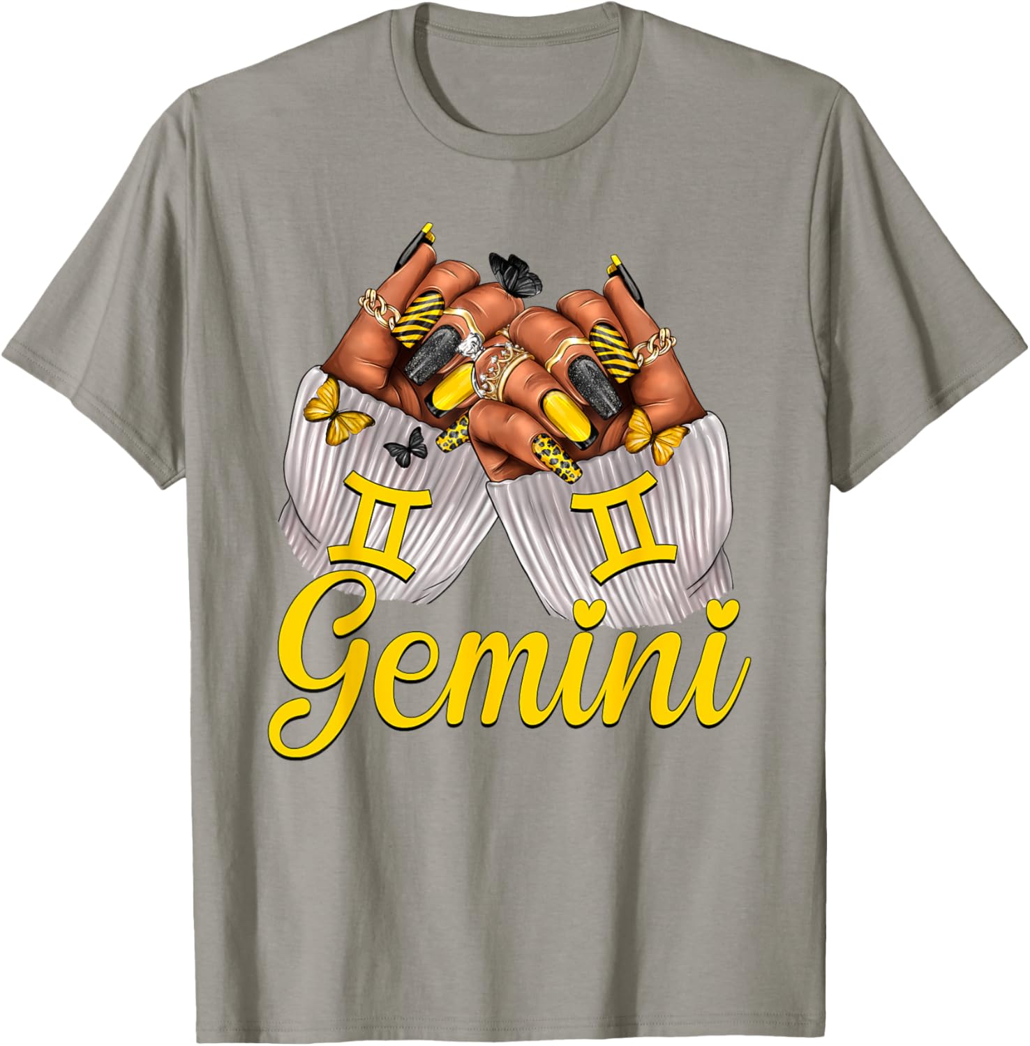 Gemini Black Women Nails Zodiac Birthday Queen T-Shirt for Astrologers - 13