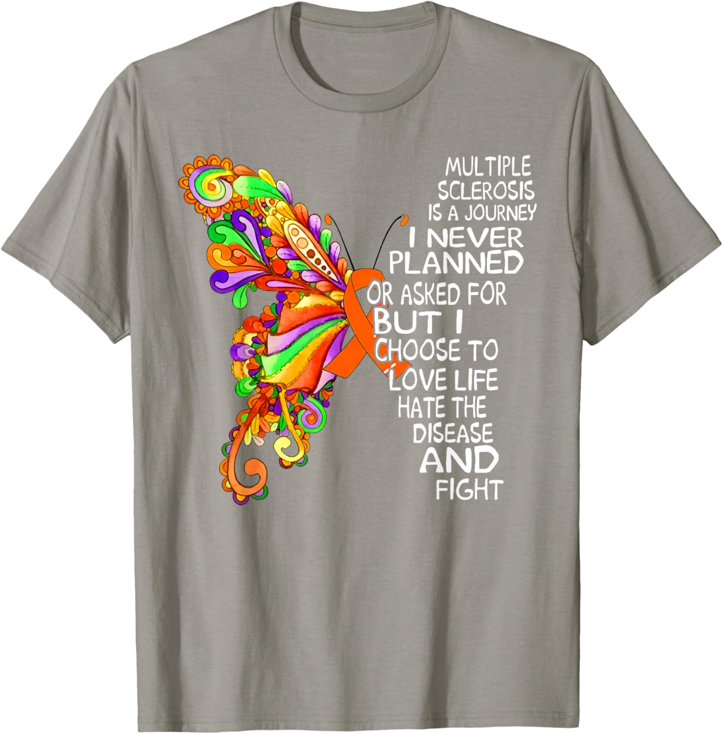 Butterfly Ribbon MS Warrior T-Shirt for Multiple Sclerosis Awareness - 15