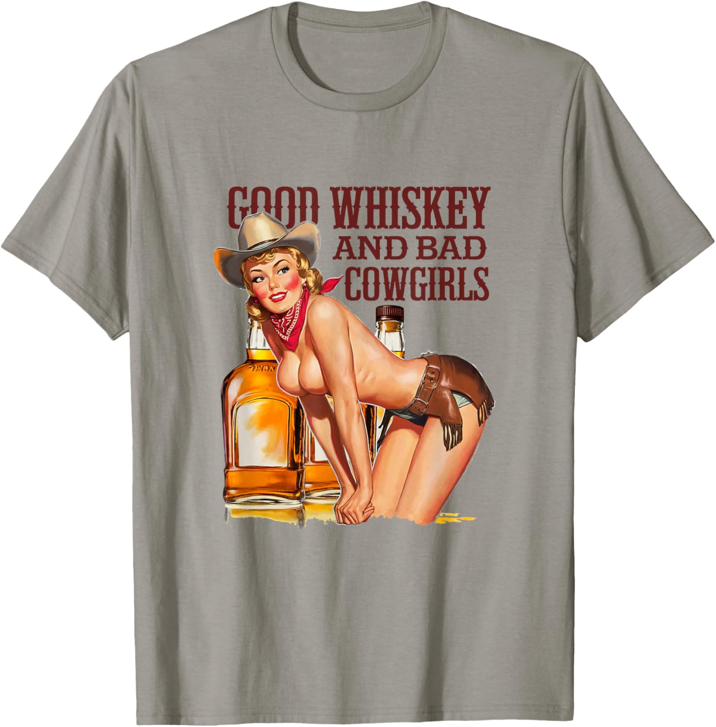 Funny Vintage Good Whiskey and Bad Cowgirls T-Shirt for Alcohol Lovers - 5