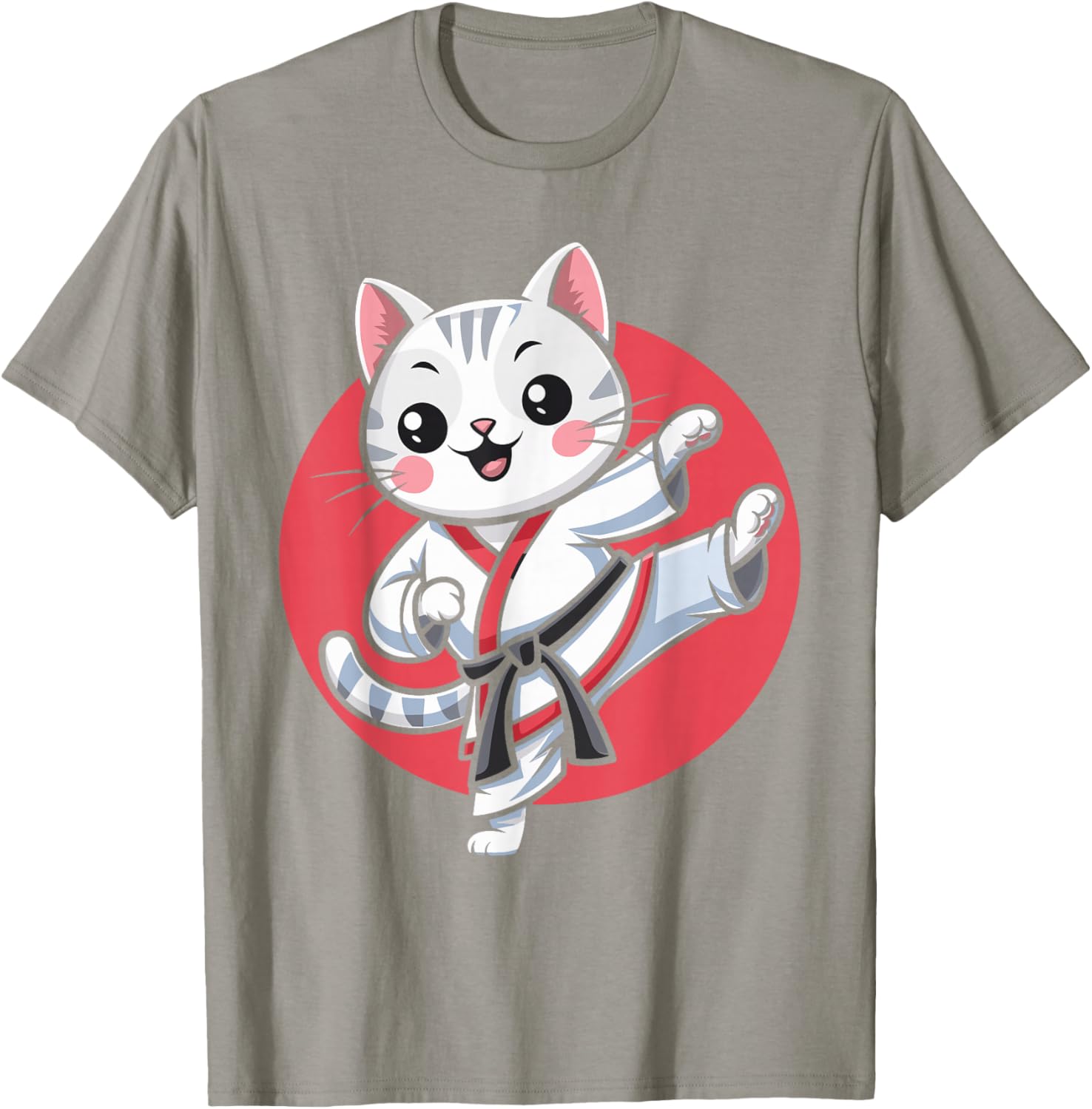 Kawaii Japanese Cat Karate Jiu Jitsu T-Shirt for Women and Kids - 5