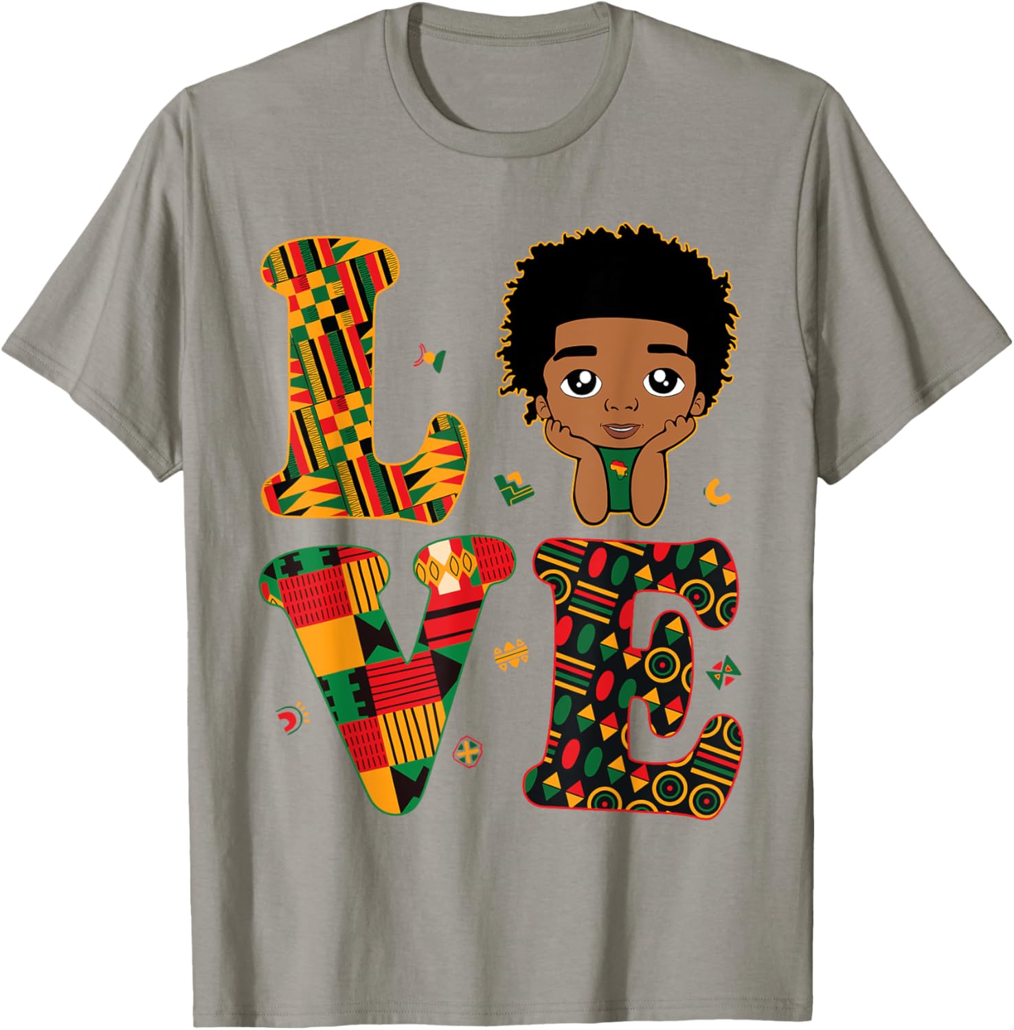 Proud LOVE African Kente Toddler Boys T-Shirt for Black History Month - 16