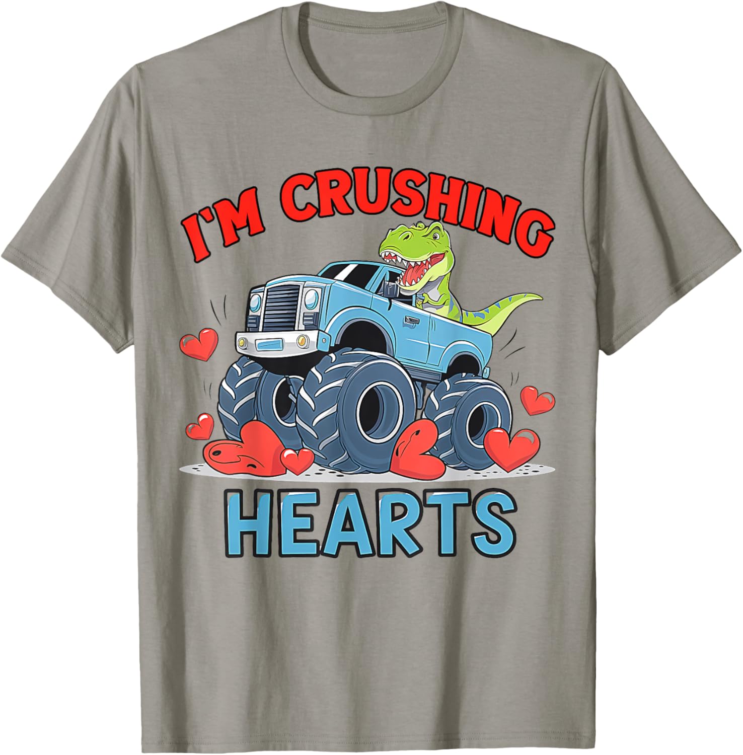 Hearts Crusher Monster Truck Valentine's Day T-Shirt for Kids and Adults - 9