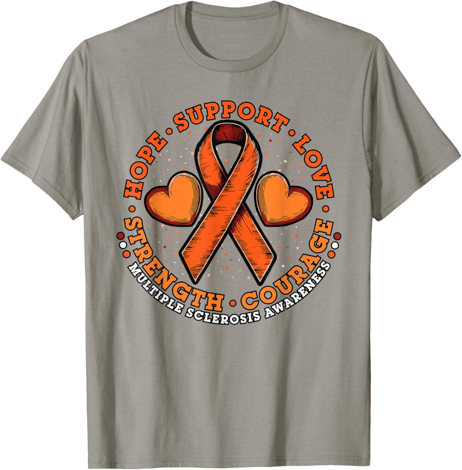 Orange Ribbon Multiple Sclerosis Awareness T-Shirt for Hope and Support - 14