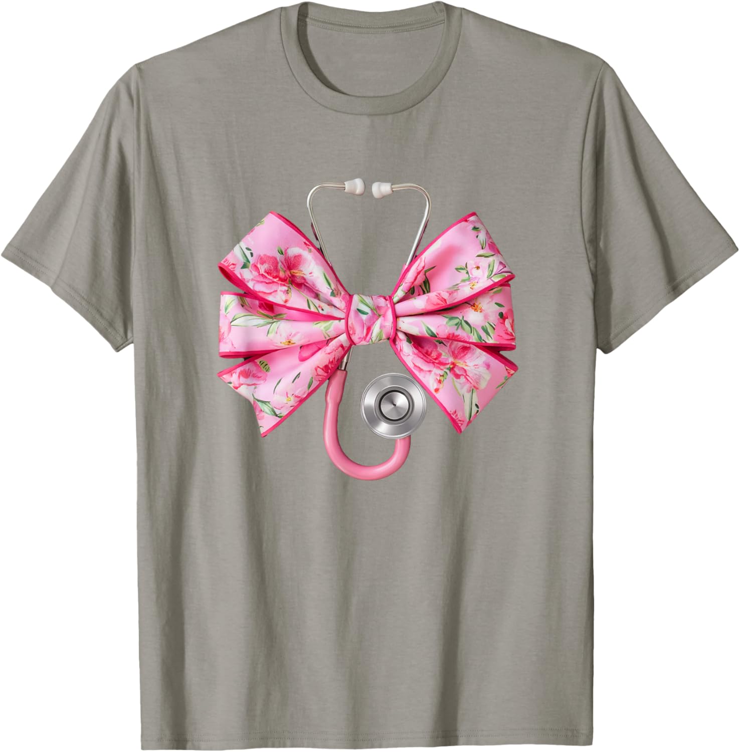 Pink Coquette Nurse Stethoscope Bow T-Shirt for Nurse Appreciation Gift - 7