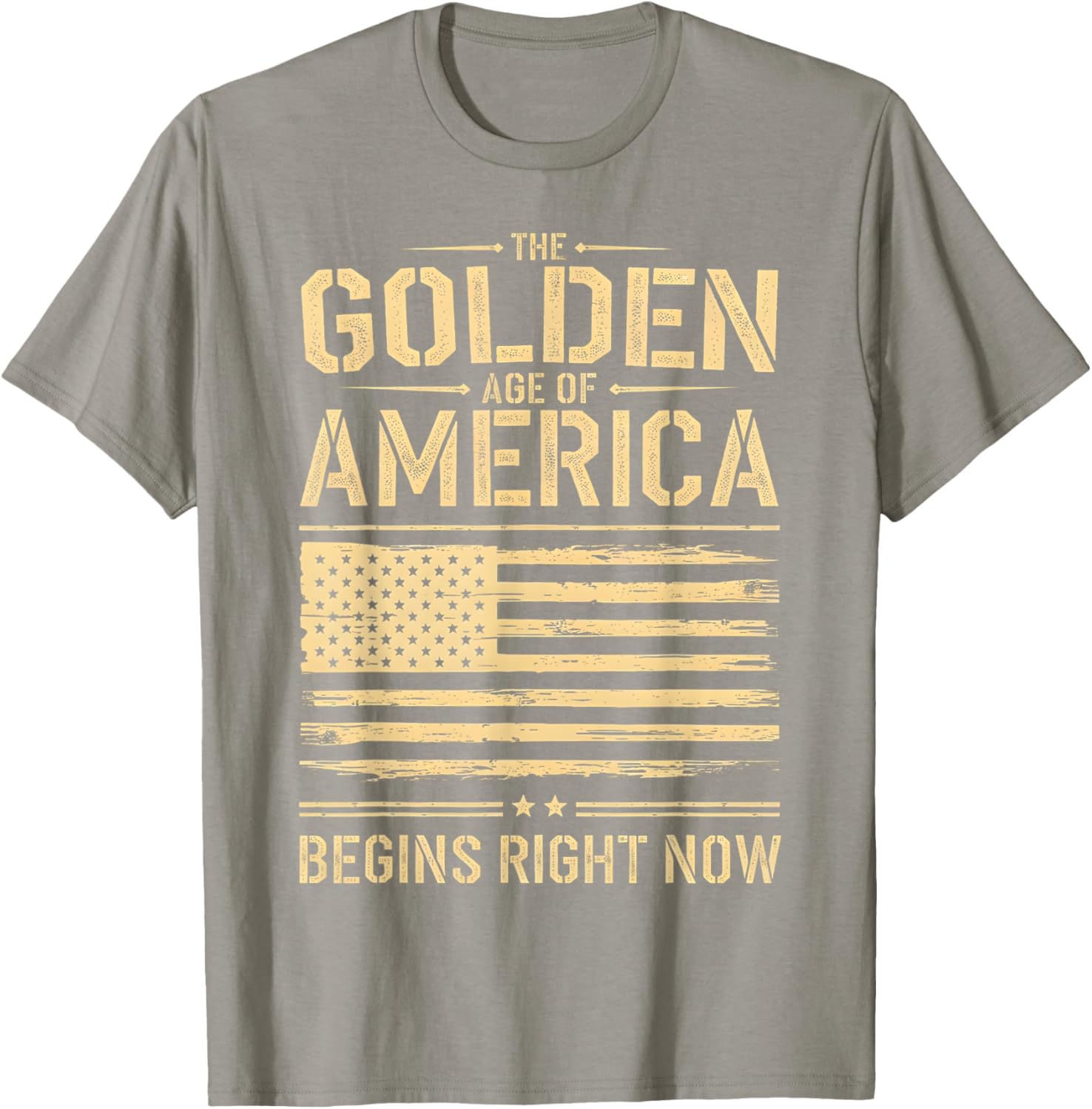 Golden Age of America Distressed T-Shirt with USA Flag Design - 28