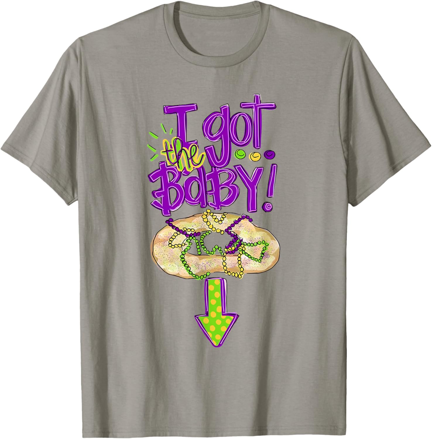 Baby Mardi Gras King Cake Reveal T-Shirt for New Orleans Celebrations - 12