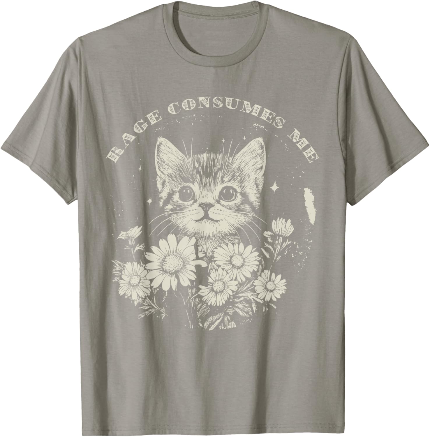 Cute Cat Rage T-Shirt Funny Sarcastic Kitten with Flower Design - 13