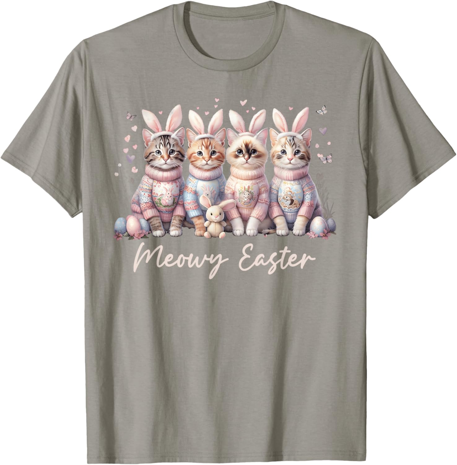Happy Easter Bunny Cats T-Shirt for Women and Kids – Cute Spring Apparel - 4