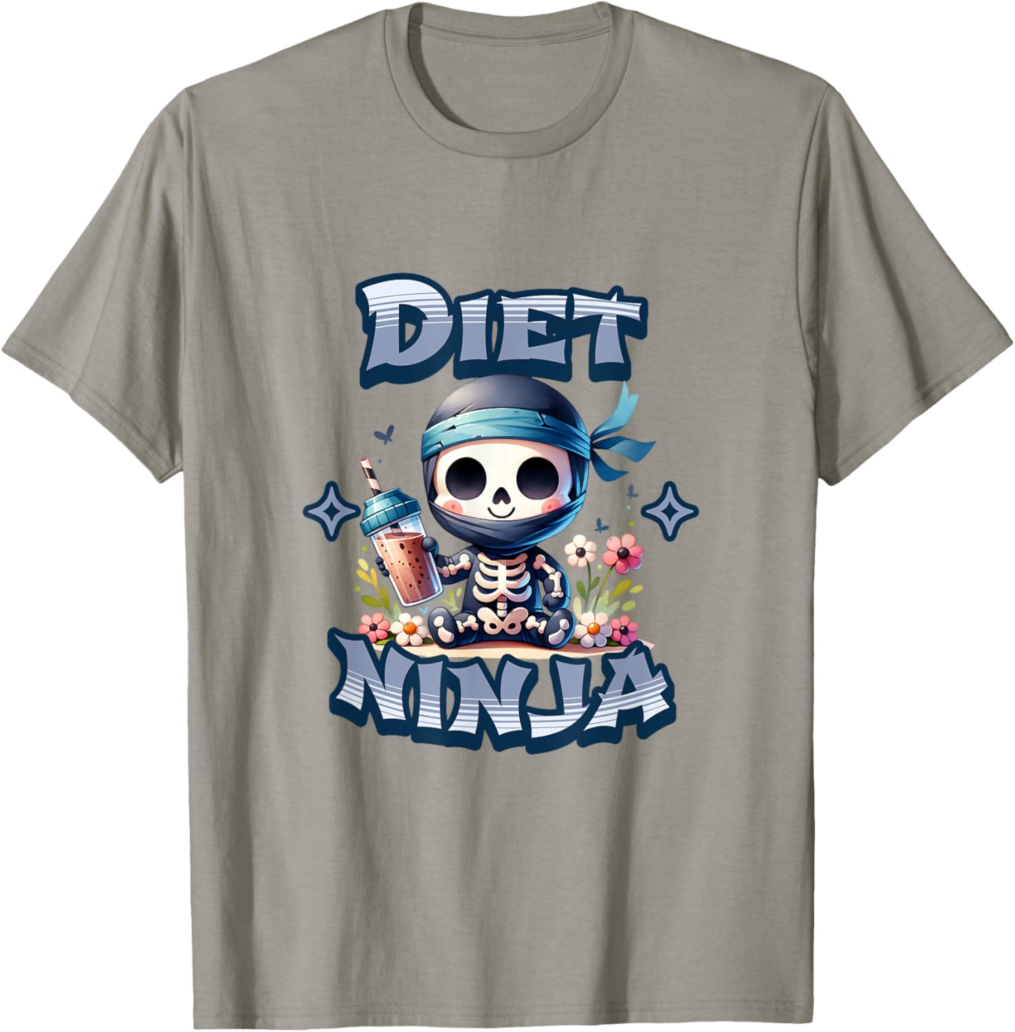 Cute Diet Ninja Protein Shake Skeleton Ninja T-Shirt for Fun Fitness Style - 2