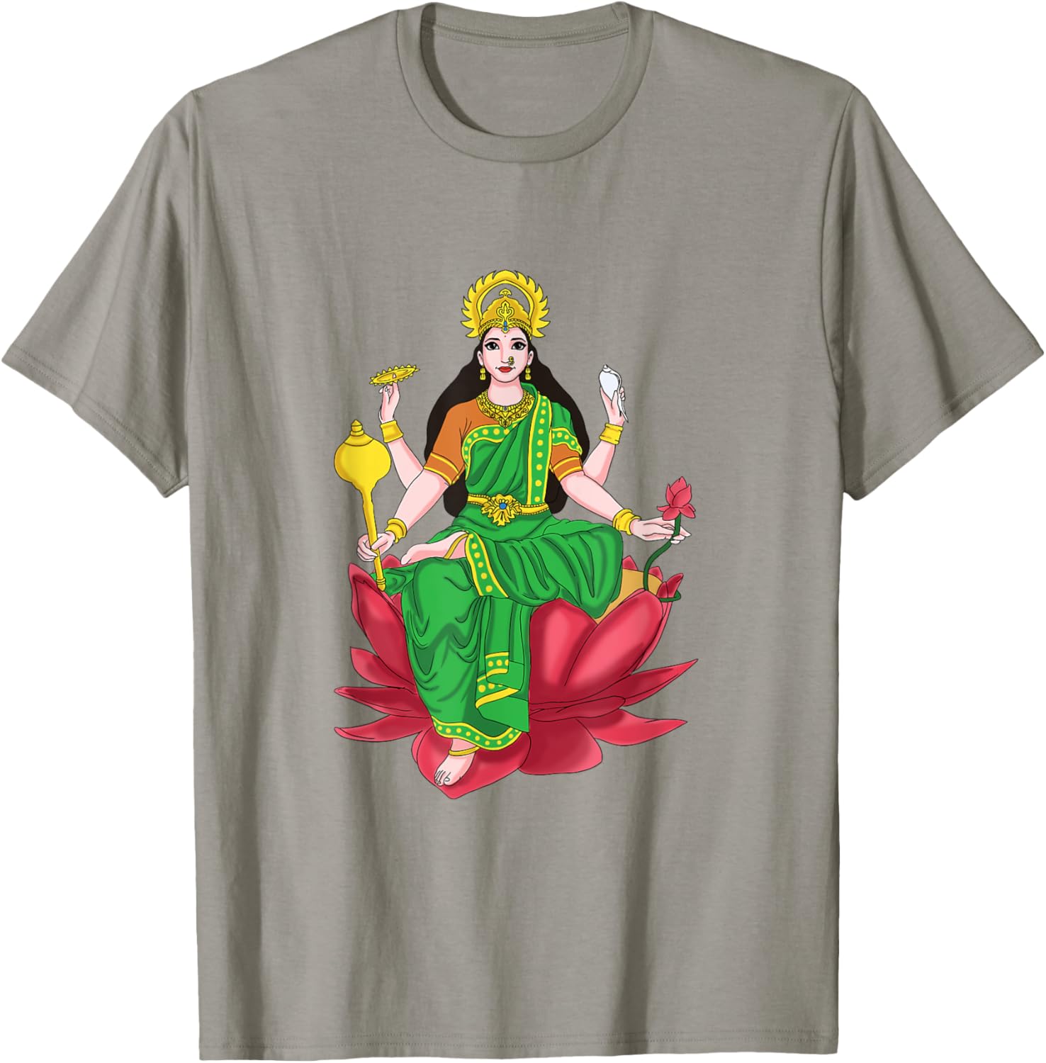 Laxmi Mata Diwali T-Shirt with Lotus Illustration for Pooja Celebrations - 18