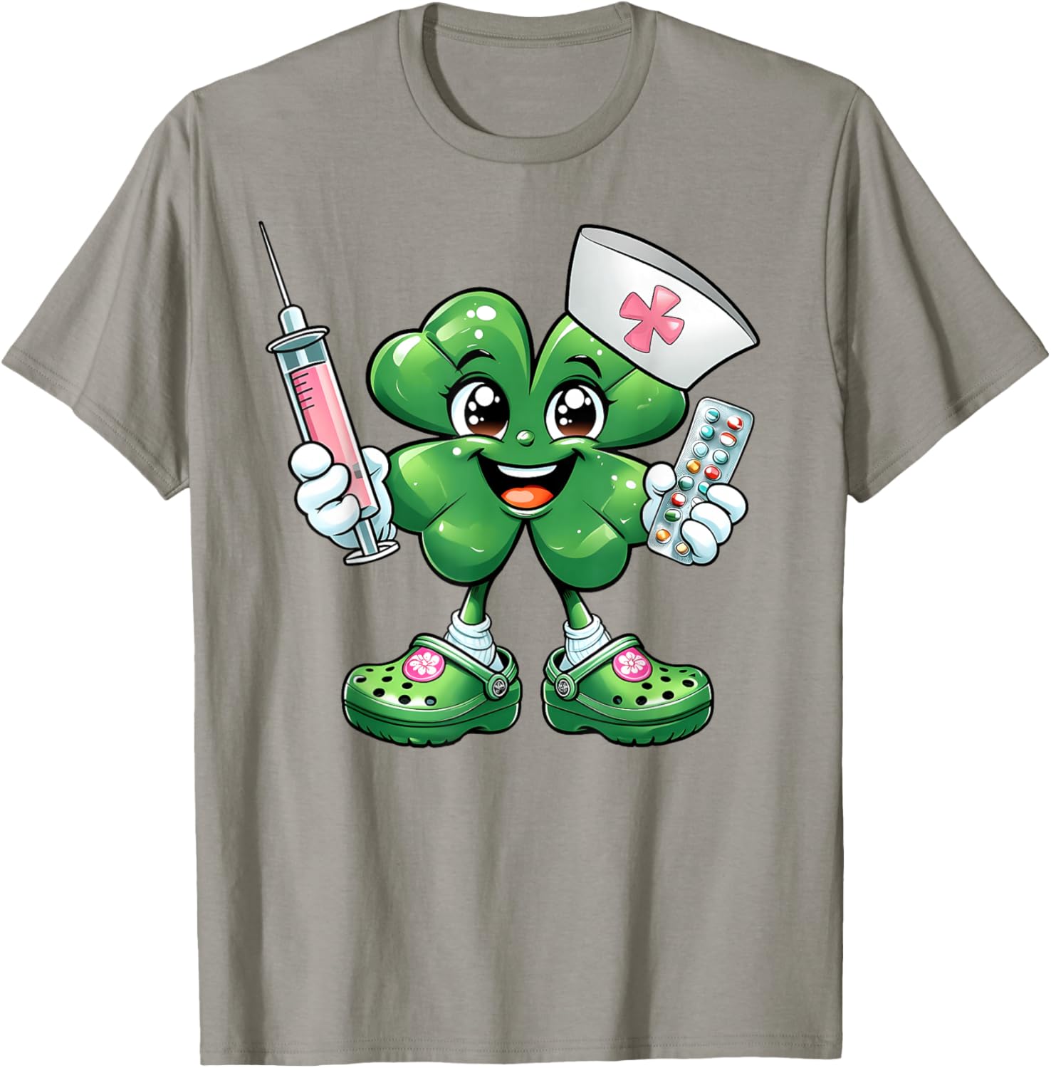 Saint Pattys Scrub T-Shirt for Nurses with Shamrock Design - Women's Apparel - 17