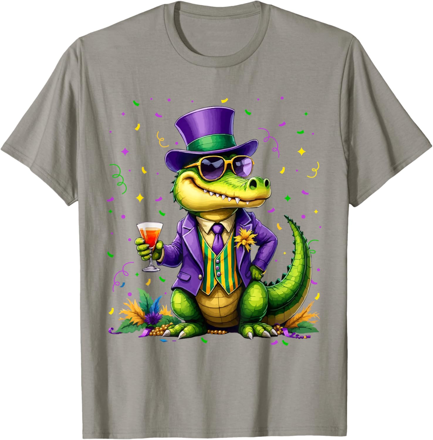 Mardigator Alligator Costume T-Shirt for Mardi Gras Fun Unisex Apparel - 18