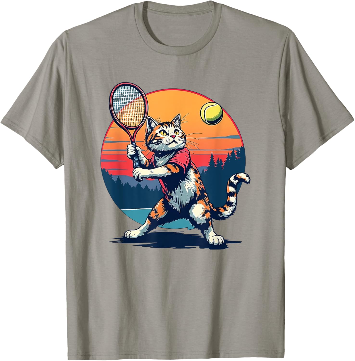 Funny Cat Playing Tennis T-Shirt for Cat Lovers - Unisex Apparel - 1