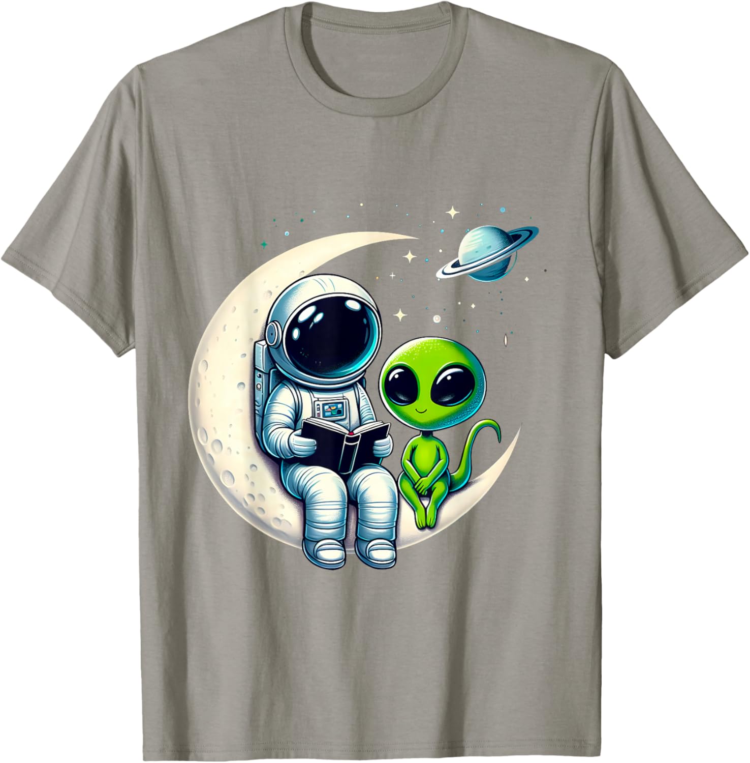 Astronaut Reading to Alien Kids T-Shirt for Space Lovers and Dreamers - 11