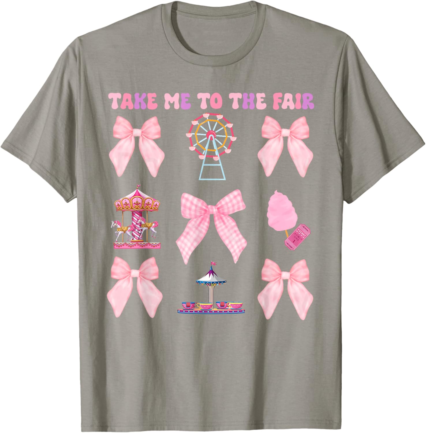 Take Me To The Fair Pink Bow Ferris Wheel T-Shirt for Stylish Fun - 5
