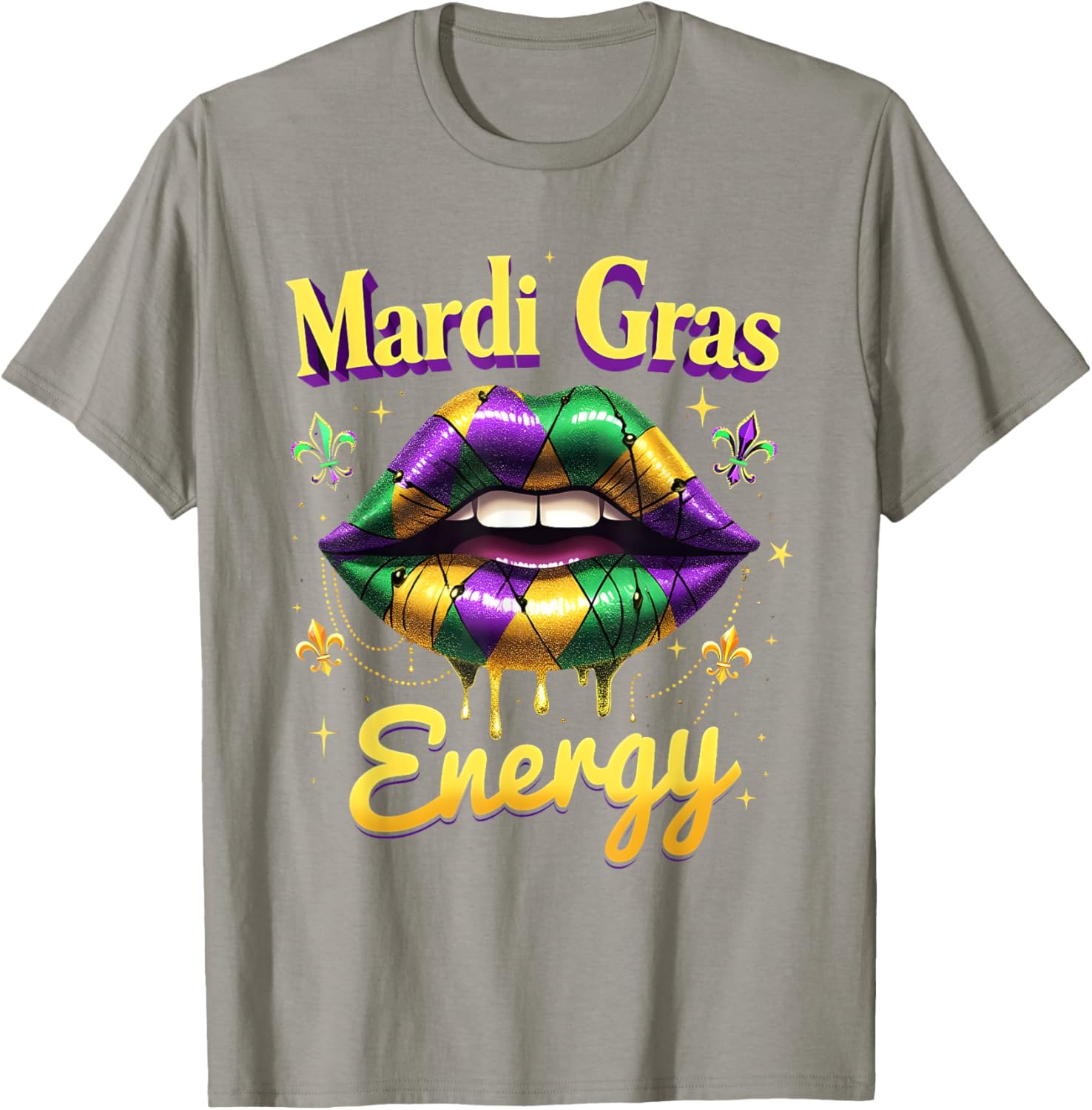 Mardi Gras Energy Carnival Lips T-Shirt New Orleans 2025 Costume Wear - 2