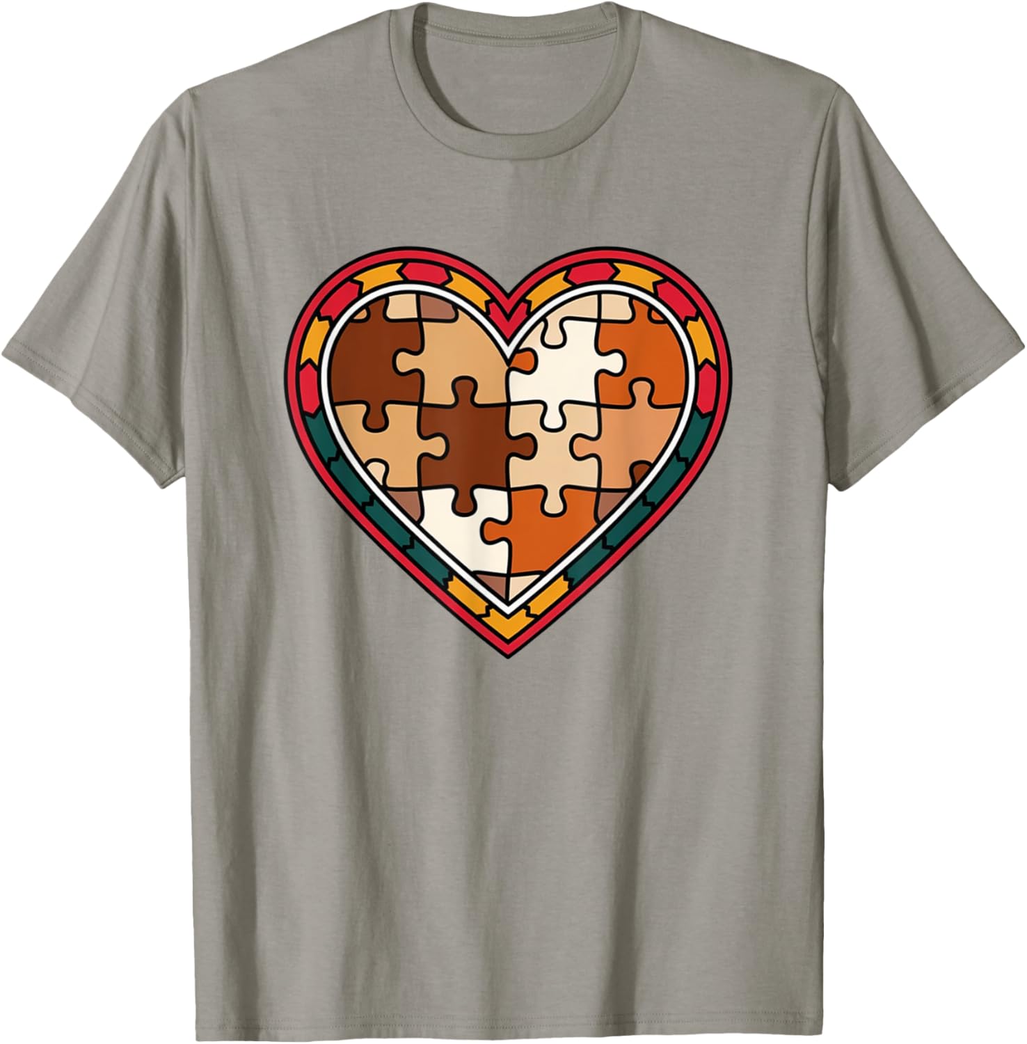Melanin Heart Puzzle Black History Motivational Afro T-Shirt for All - 20
