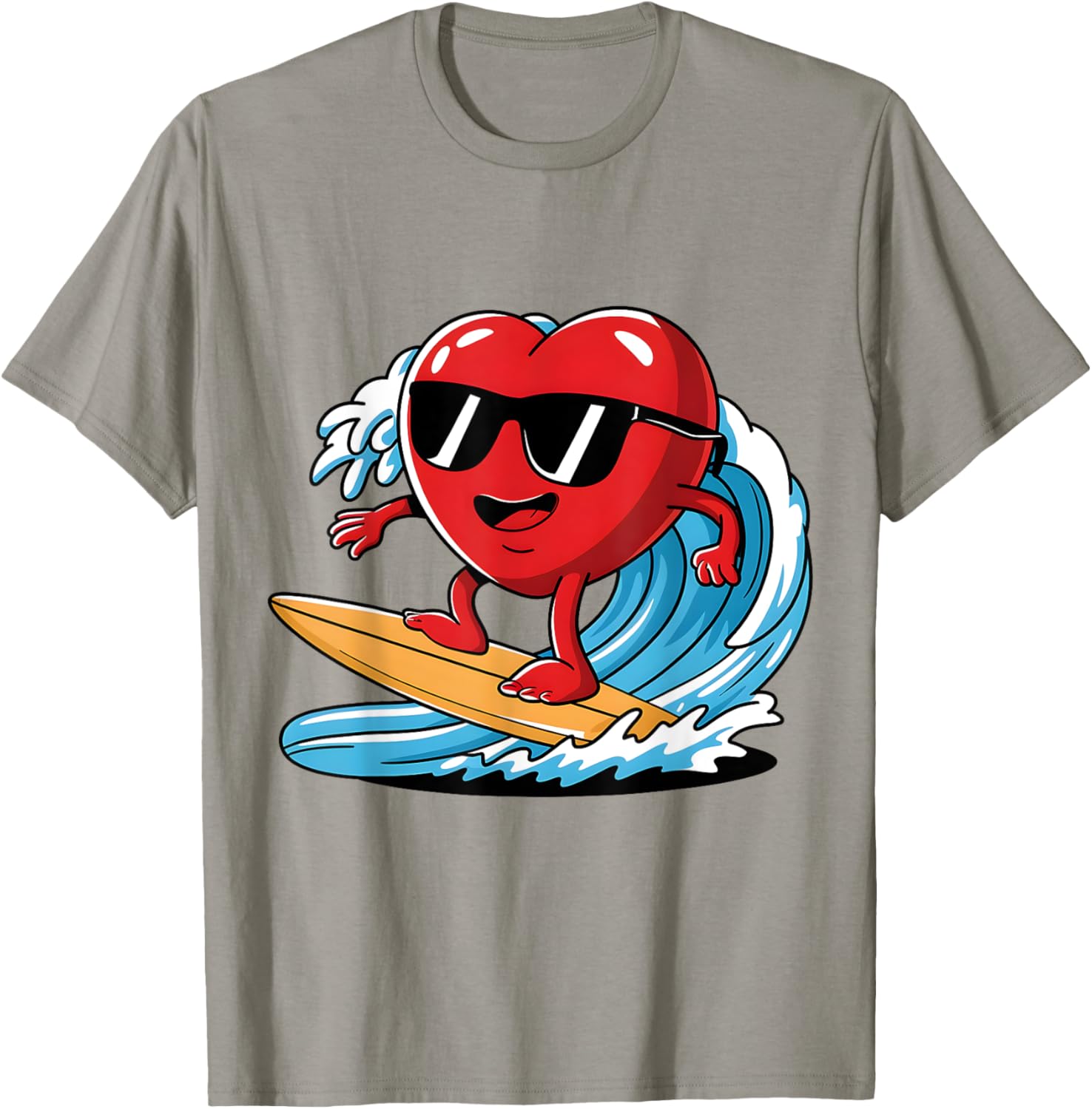 Surfing Heart Funny T-Shirt for Boys and Men - Perfect Valentine's Gift - 17