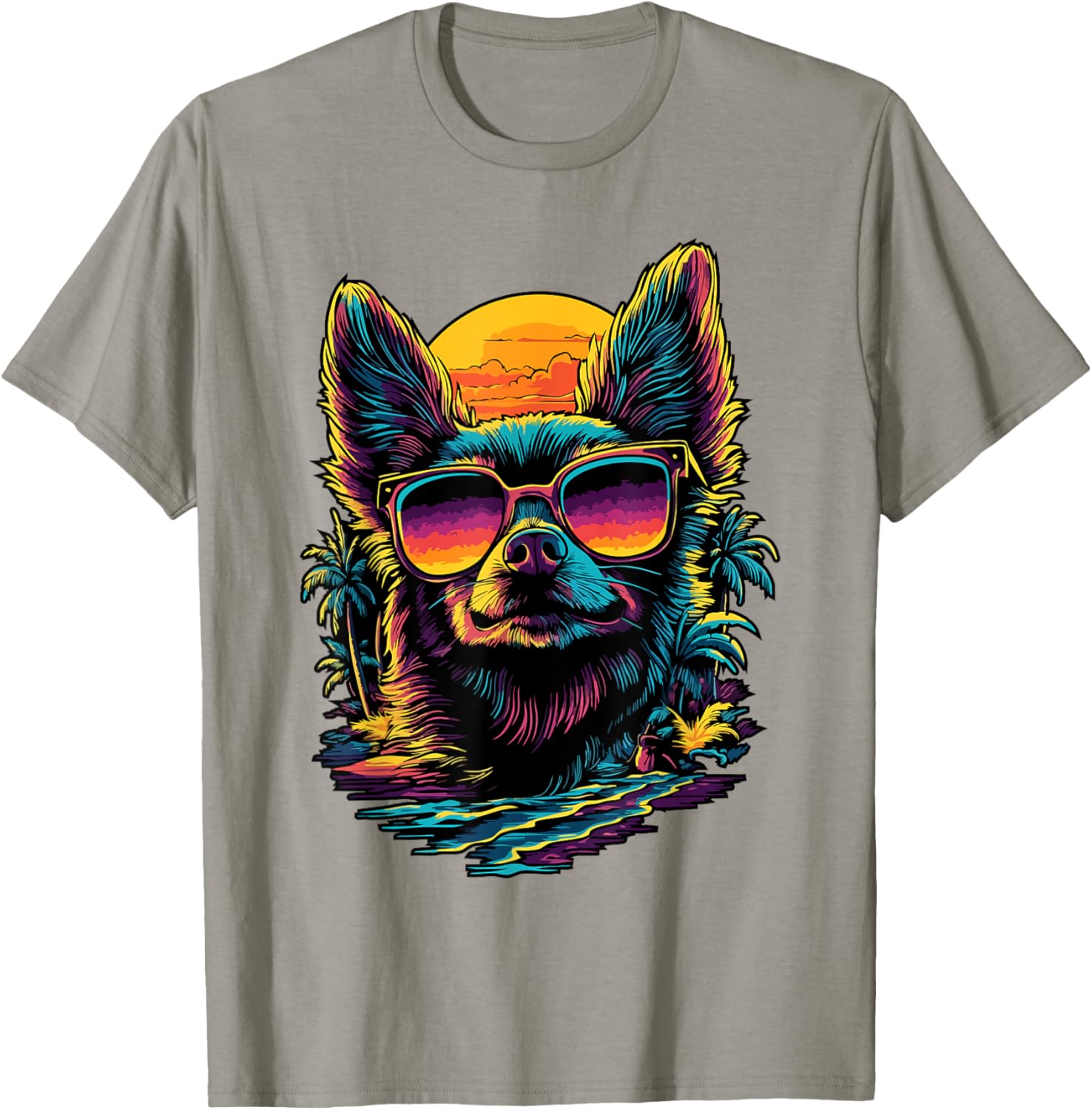 Vintage Sunset Chihuahua T-Shirt for Dog Lovers - Cute Pet Apparel - 7