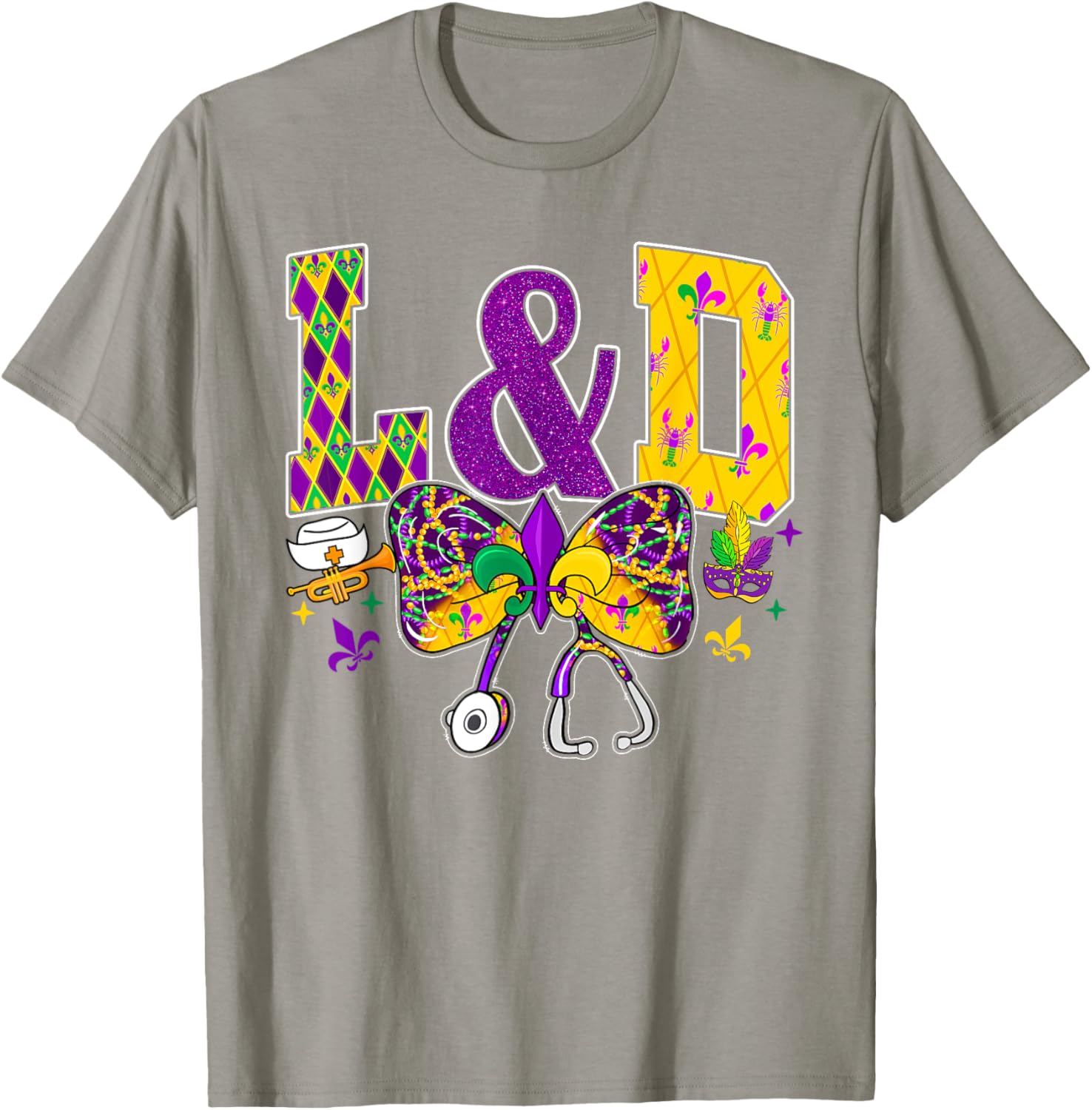 Funny Mardi Gras Coquette Bow T-Shirt for Men and Women Carnival Fun - 4