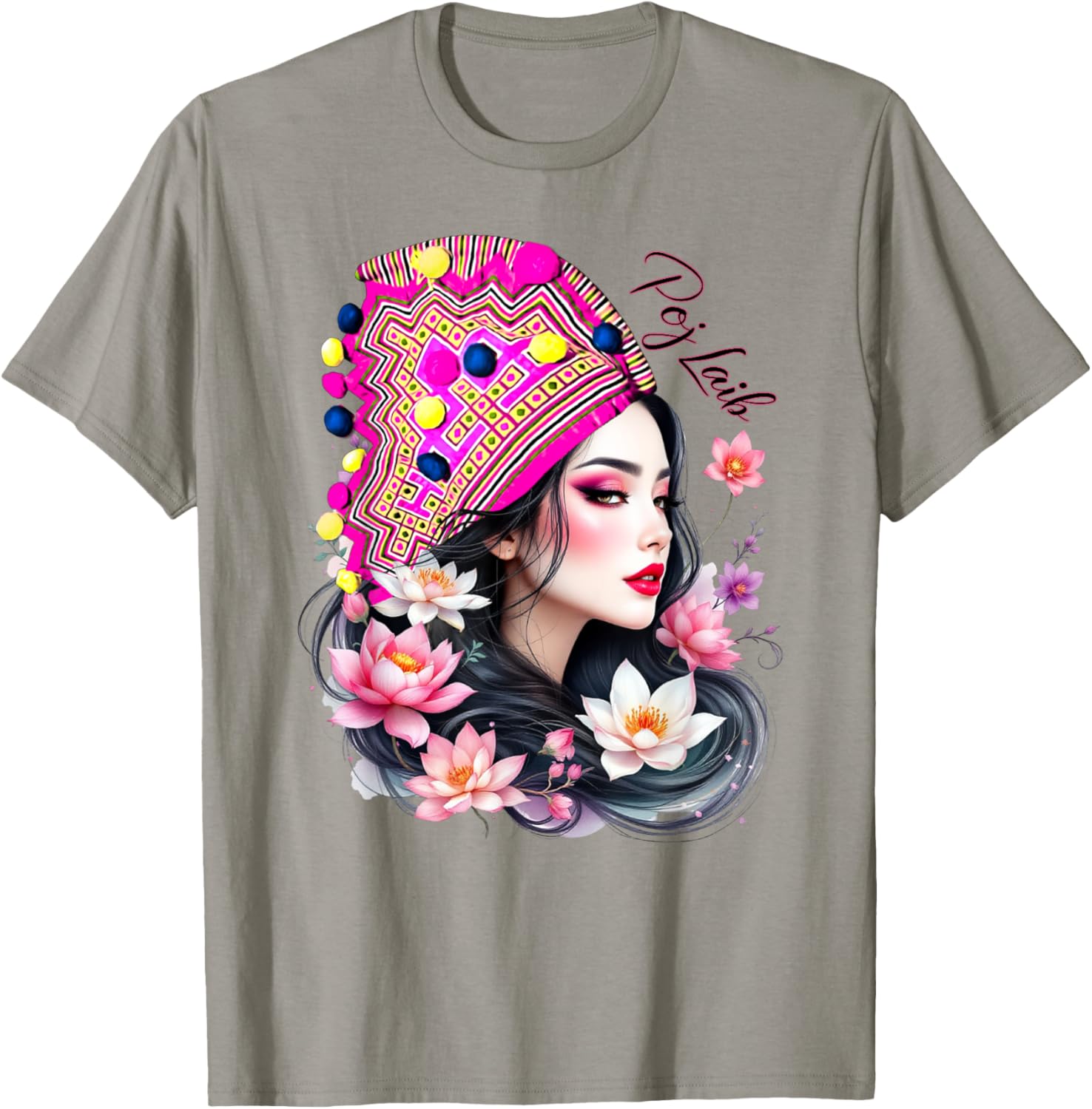 Hmong Proud Floral T-Shirt for Adults and Kids – Lightweight Black Tee - 13