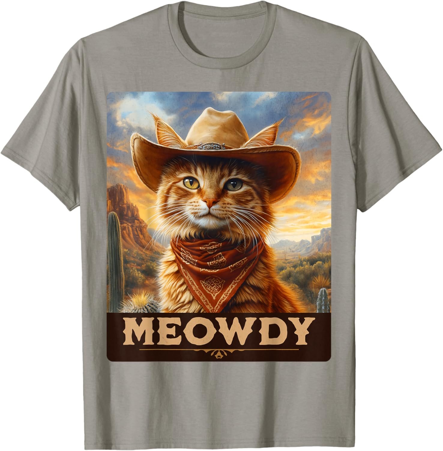 Meowdy Cowboy Cat T-Shirt for Wild West Cat Lovers and Fans - 1