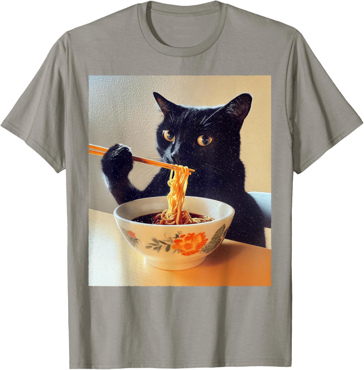 Funny Black Cat Ramen Lover T-Shirt for Noodle Enthusiasts - 12
