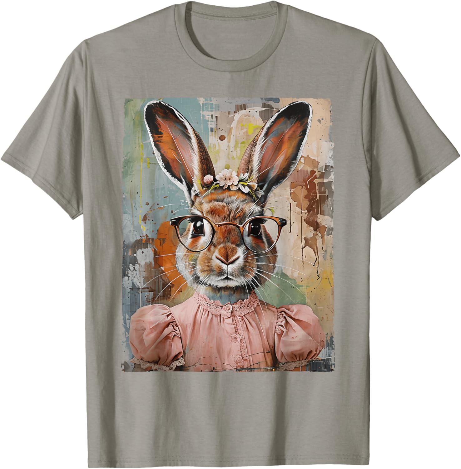 Happy Easter Bunny Rabbit Flower Graphic T-Shirt for Women and Girls - 5