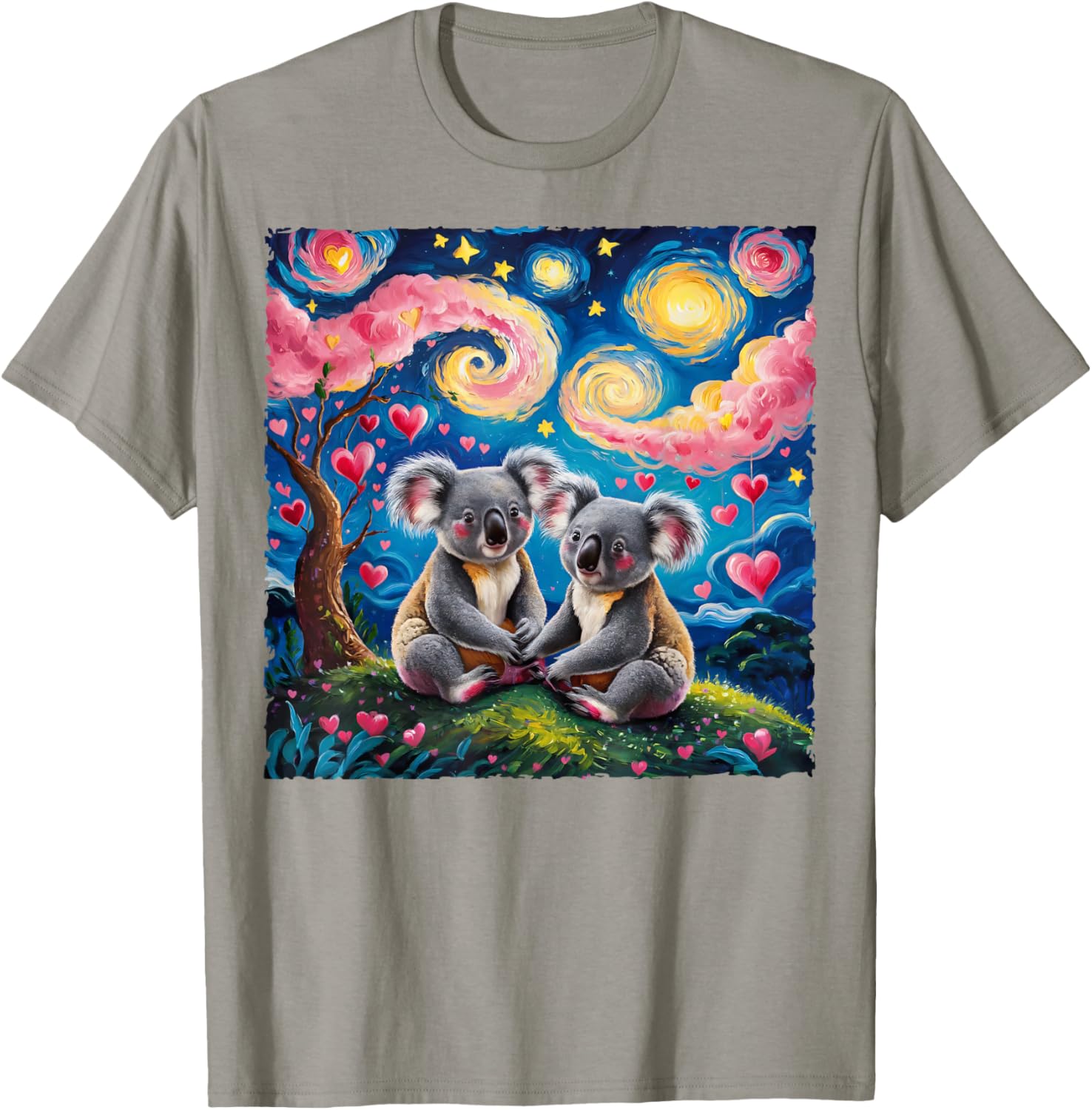 Koala Bear Van Gogh Starry Night T-Shirt for Romantic Couples - 4