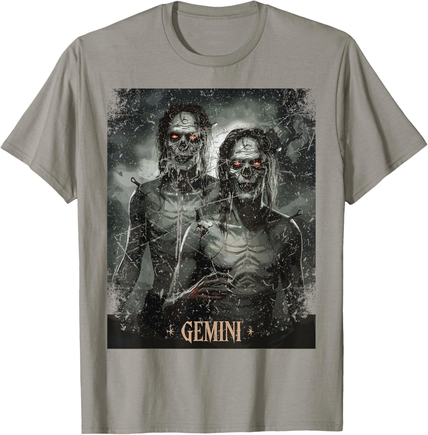 Zombie Gemini Twins Horror Zodiac T-Shirt for Unique Style Lovers - 2