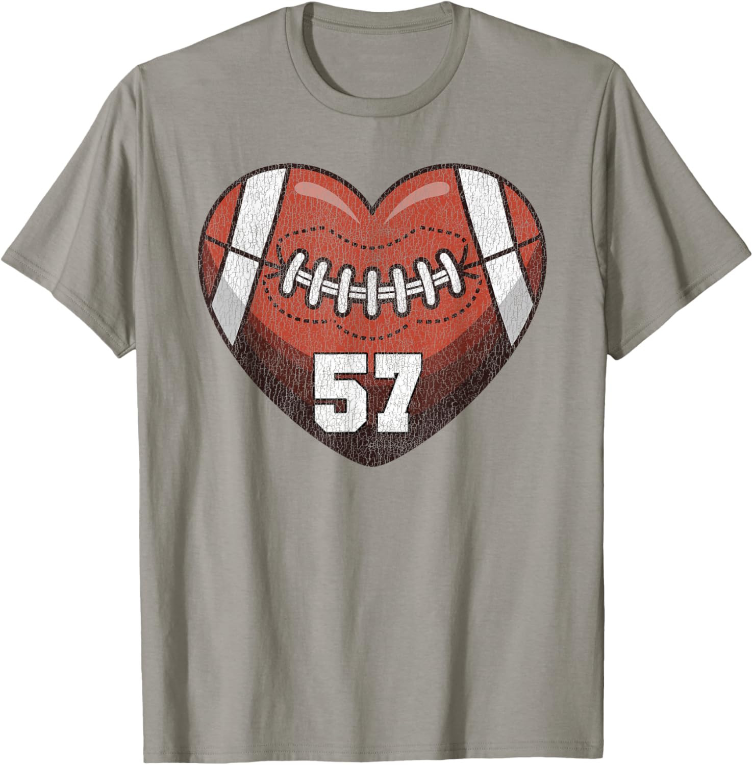 Football Number 57 Distressed Heart T-Shirt for Proud Football Moms - 23