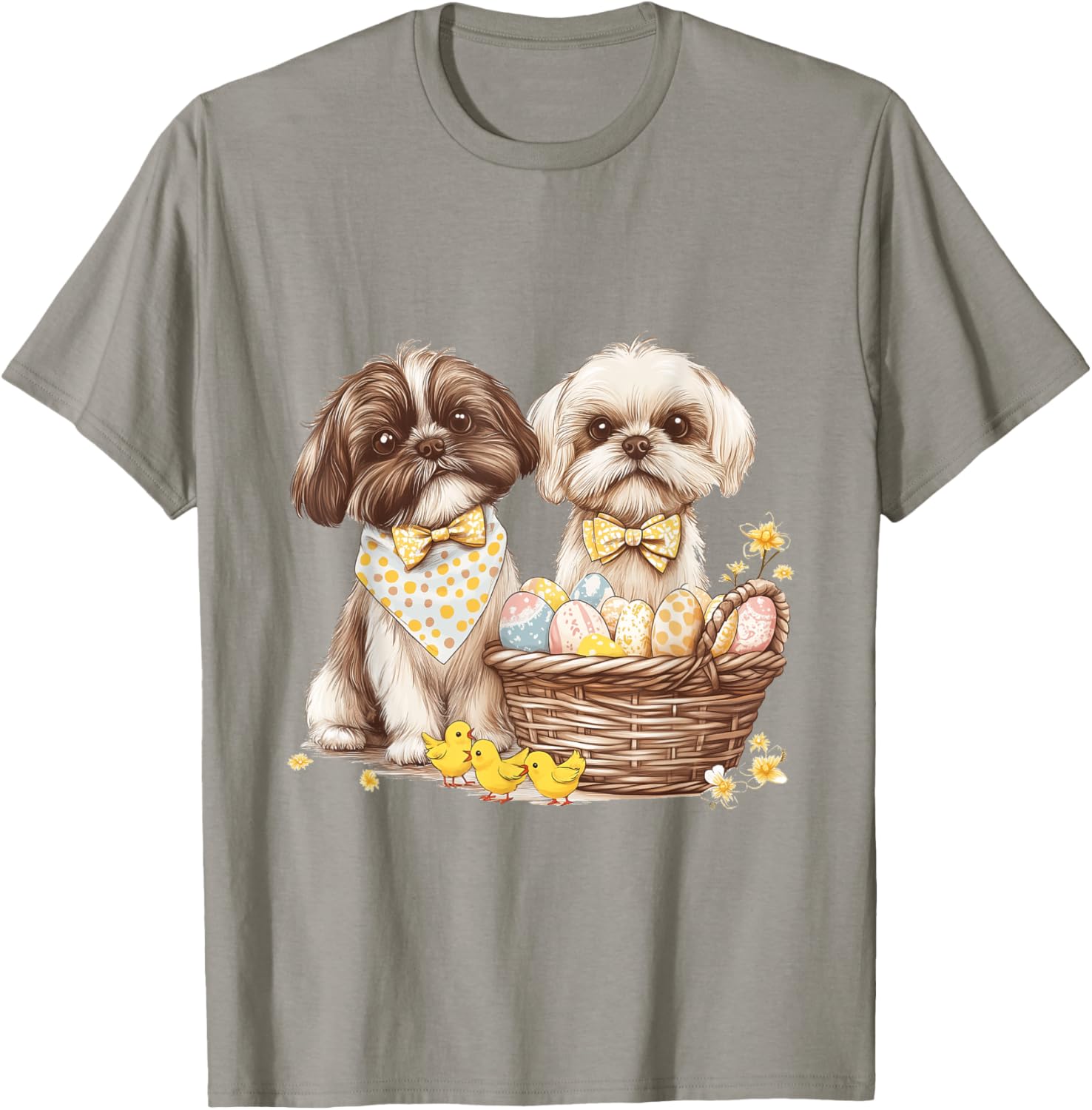 Happy Easter Shih Tzu Dog T-Shirt with Eggs and Chicks for Fun Celebrations - 5