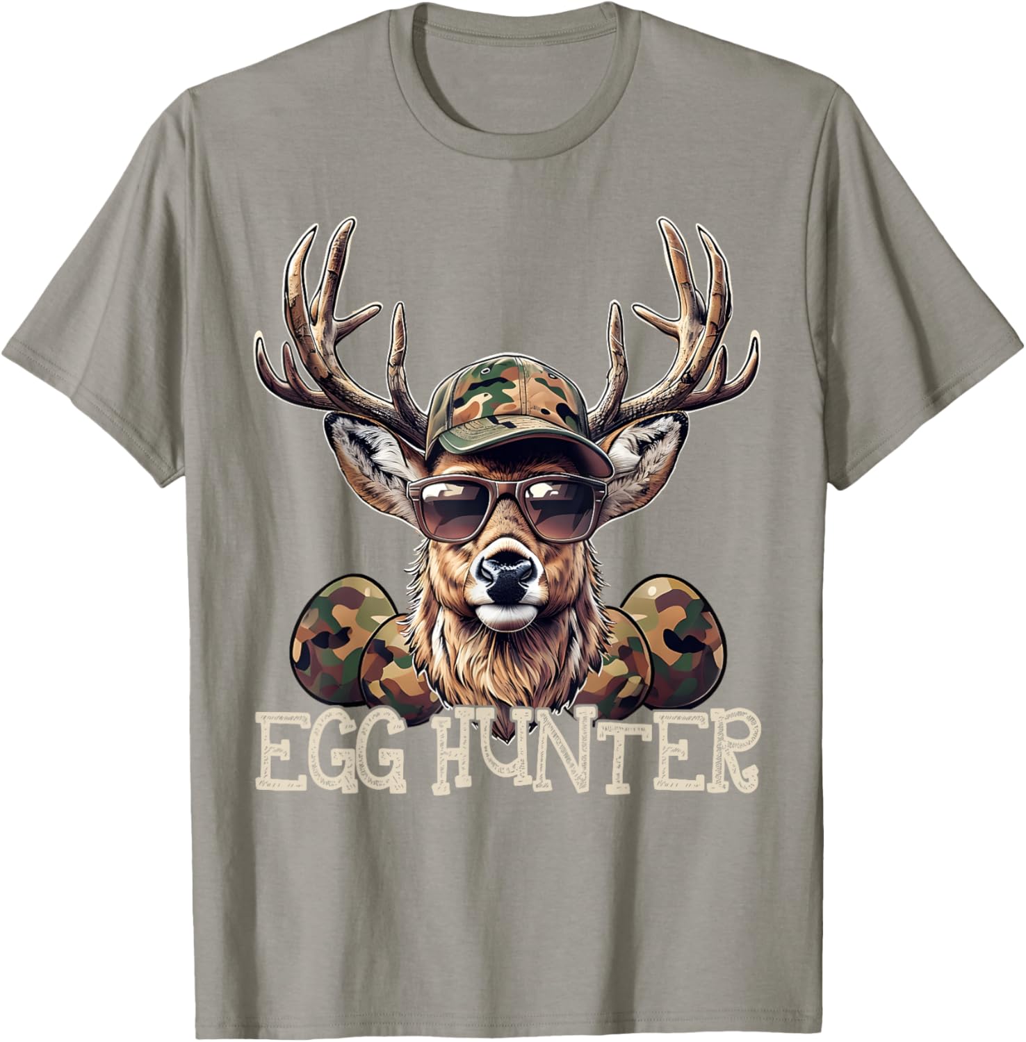 Egg Hunter Deer Camo Cap Boys T-Shirt Perfect for Easter and Hunting - 15