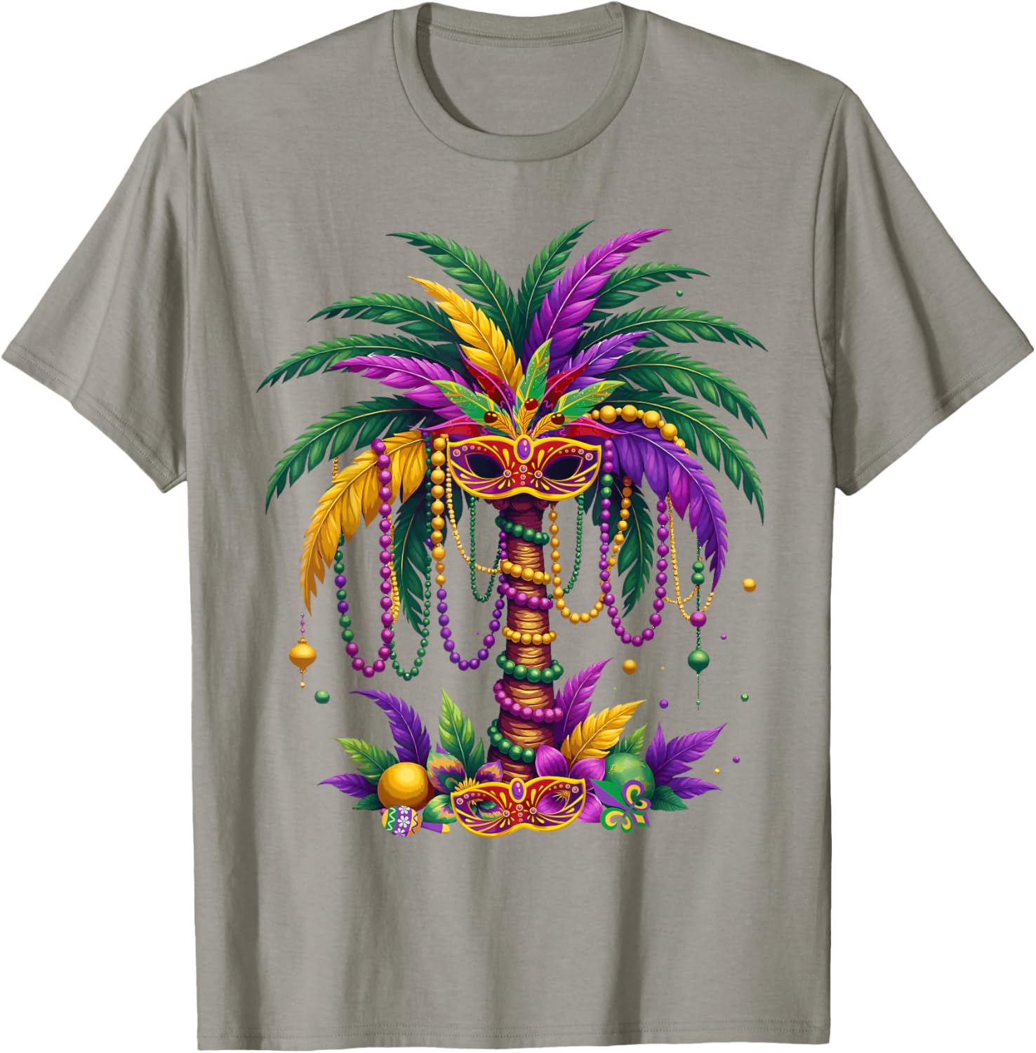 Funny Palm Tree and Beads T-Shirt for Mardi Gras Tropical Parties - 15
