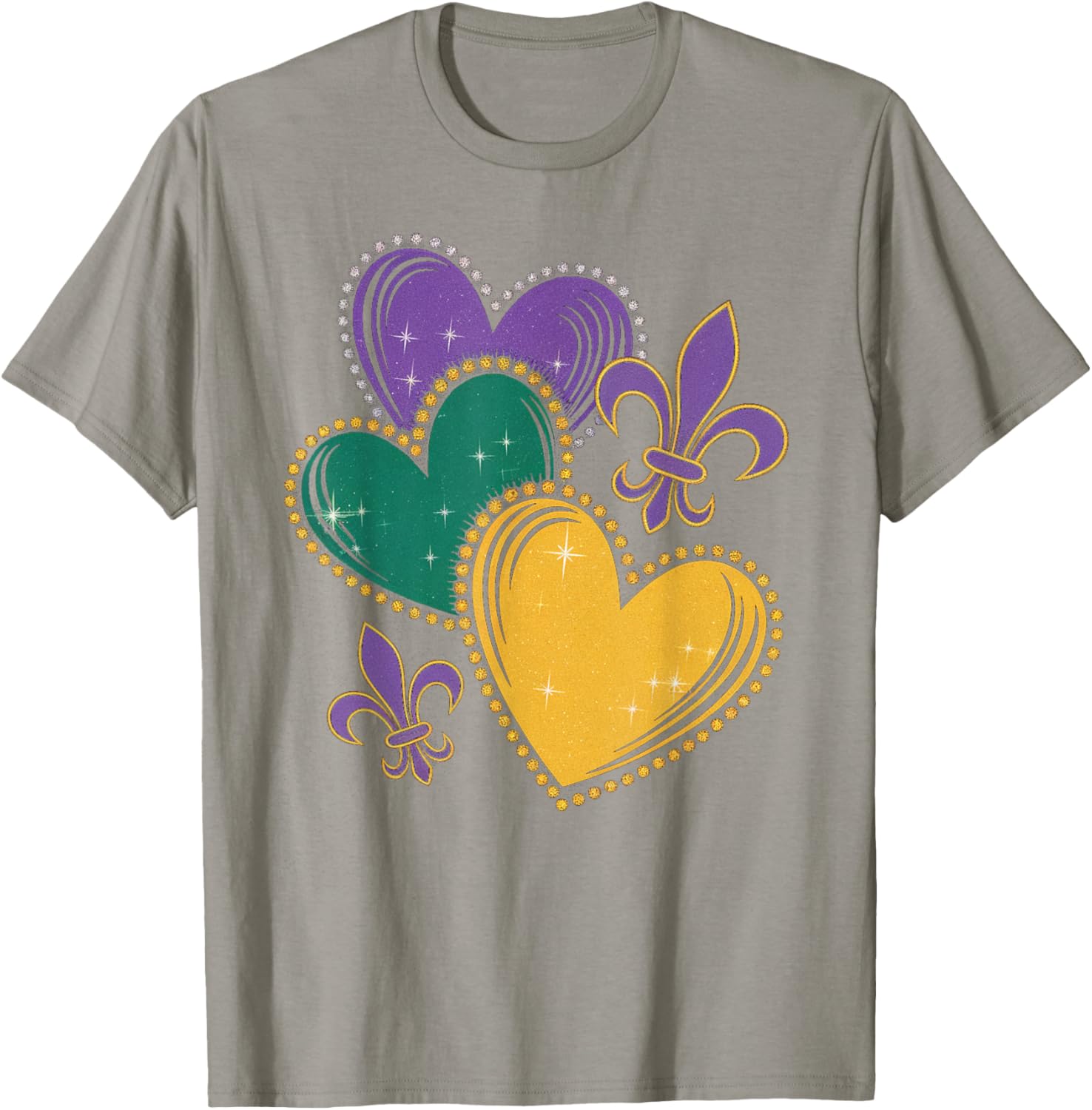 Mardi Gras Hearts T-Shirt for Women Girls and Kids - Fun Festive Apparel - 17