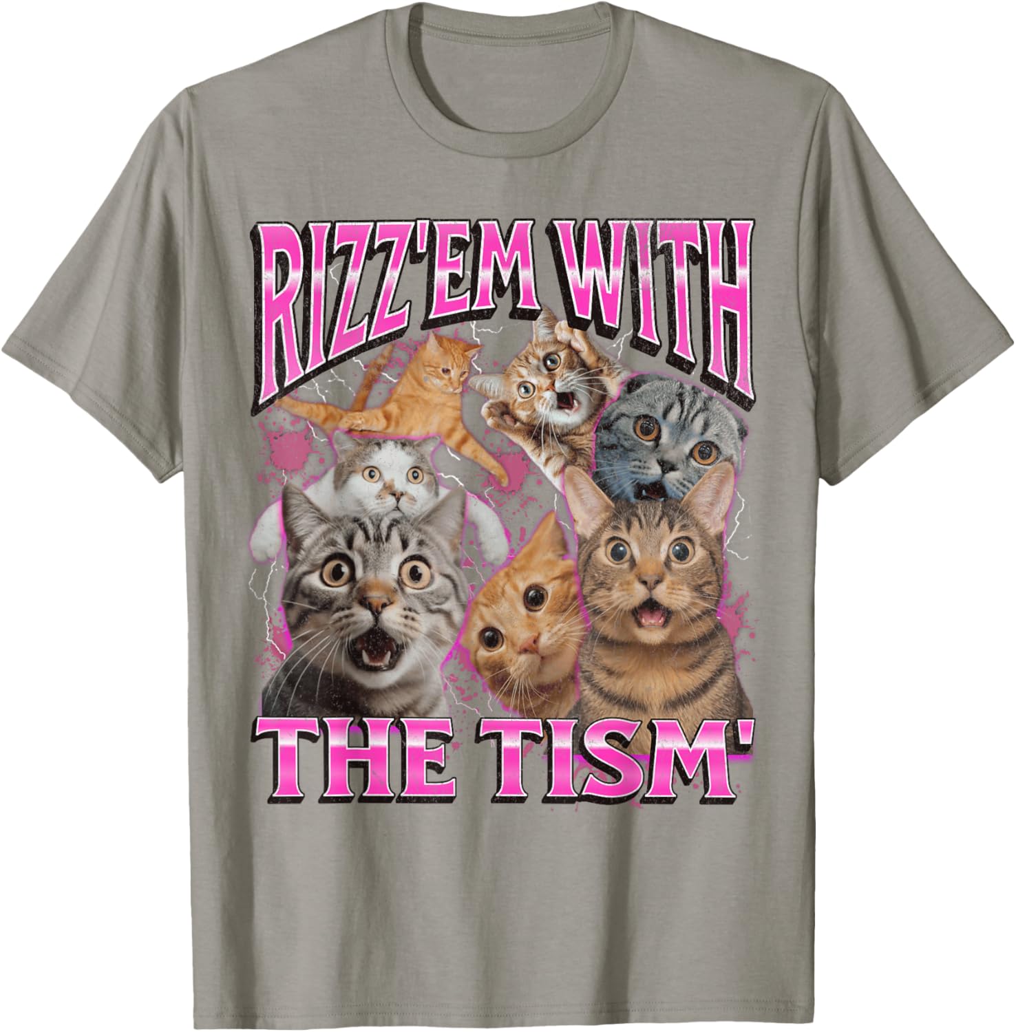 Funny Rizz Em With The Tism Cat Meme Vintage 90s T-Shirt for Men and Women - 8