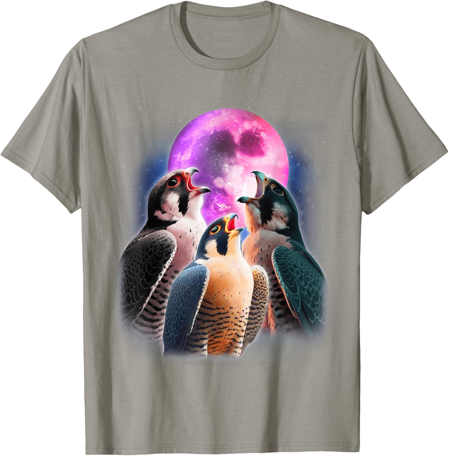 Funny Peregrine Falcon T-Shirt Howling at the Moon for Bird Lovers - 21