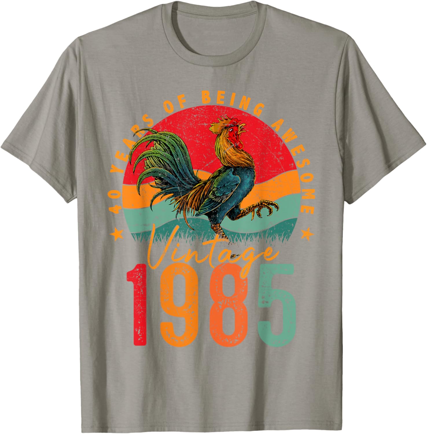 Vintage 1985 Chicken 40th Birthday Mens T-Shirt for 40 Year Old Gifts - 14