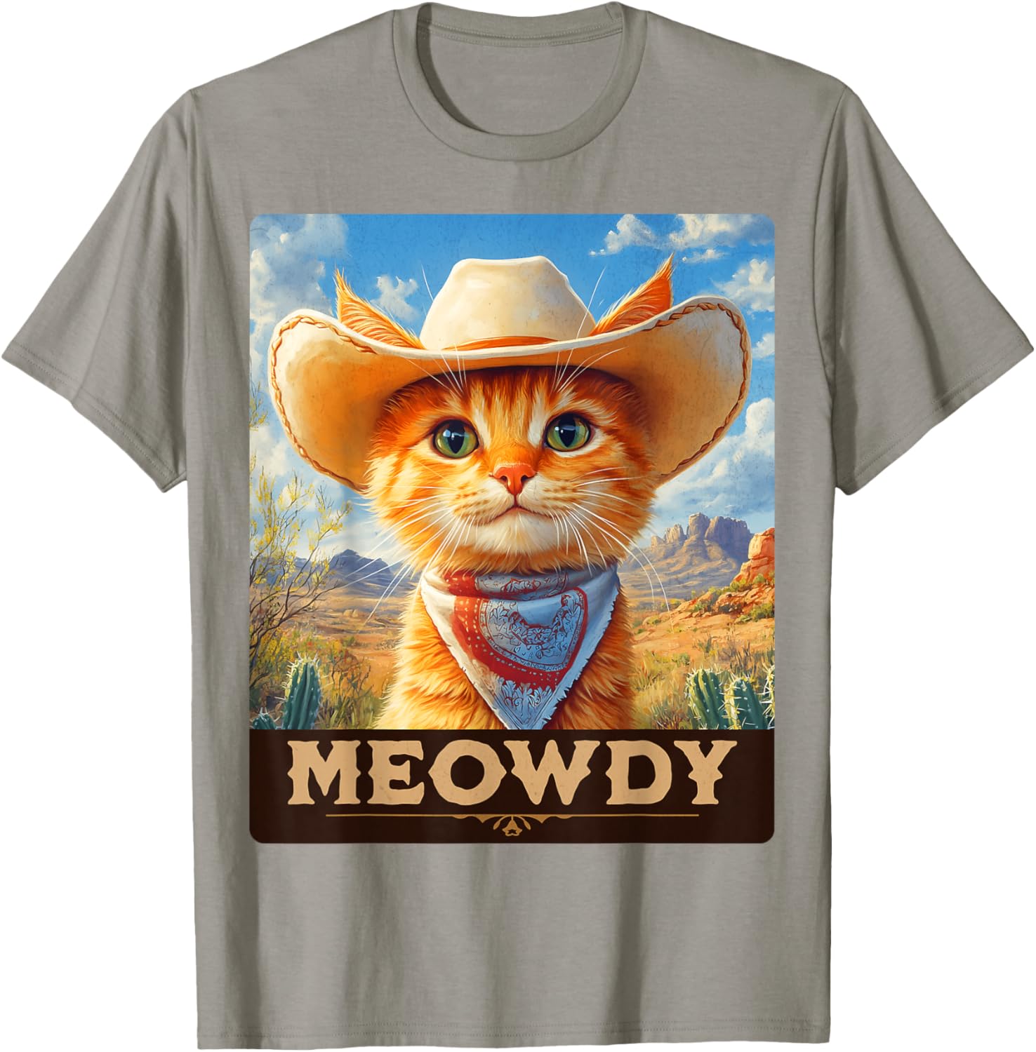 Meowdy Cowboy Cat T-Shirt for Wild West Lovers - Fun Pet Apparel - 10