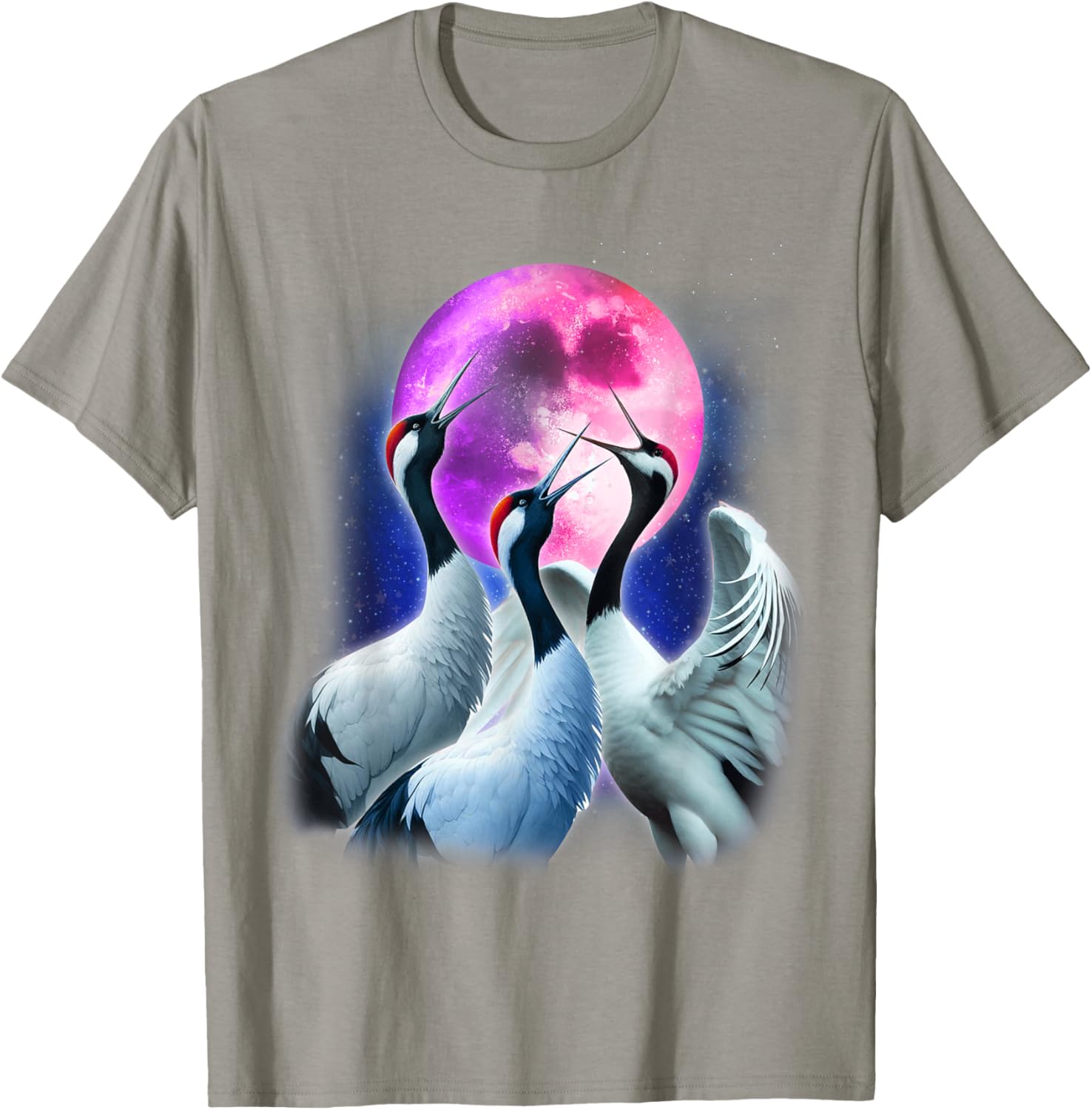Funny Whooping Crane Howling at the Moon T-Shirt for Bird Lovers - 9