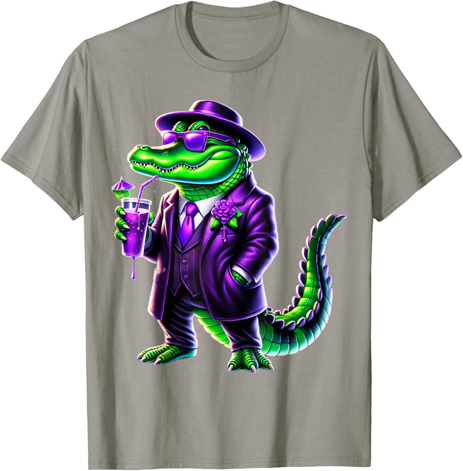 Awesome Unisex Mardi Gras T-Shirt Black Cartoon Pattern Small Crew Neck - 22