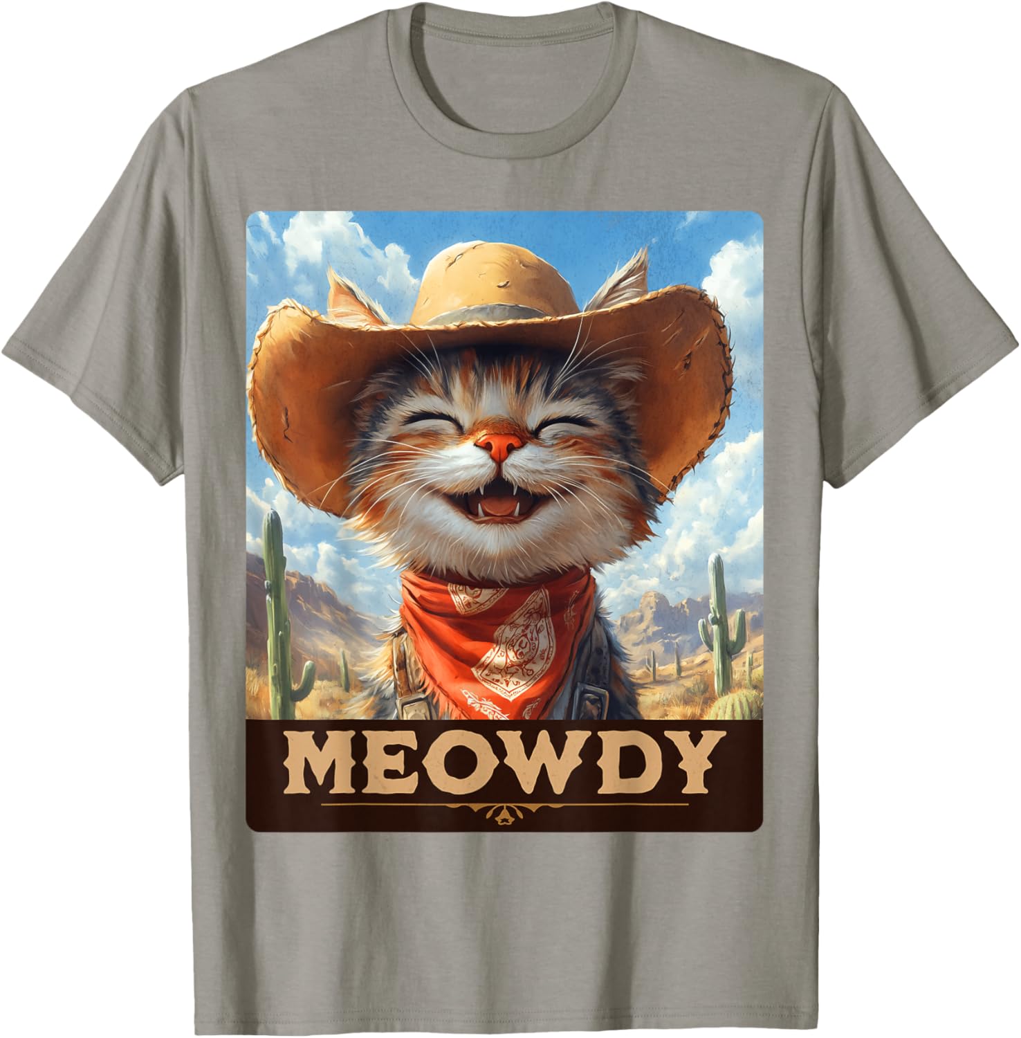 Meowdy Cowboy Cat T-Shirt - Wild West Feline Fun for Cat Lovers - 22
