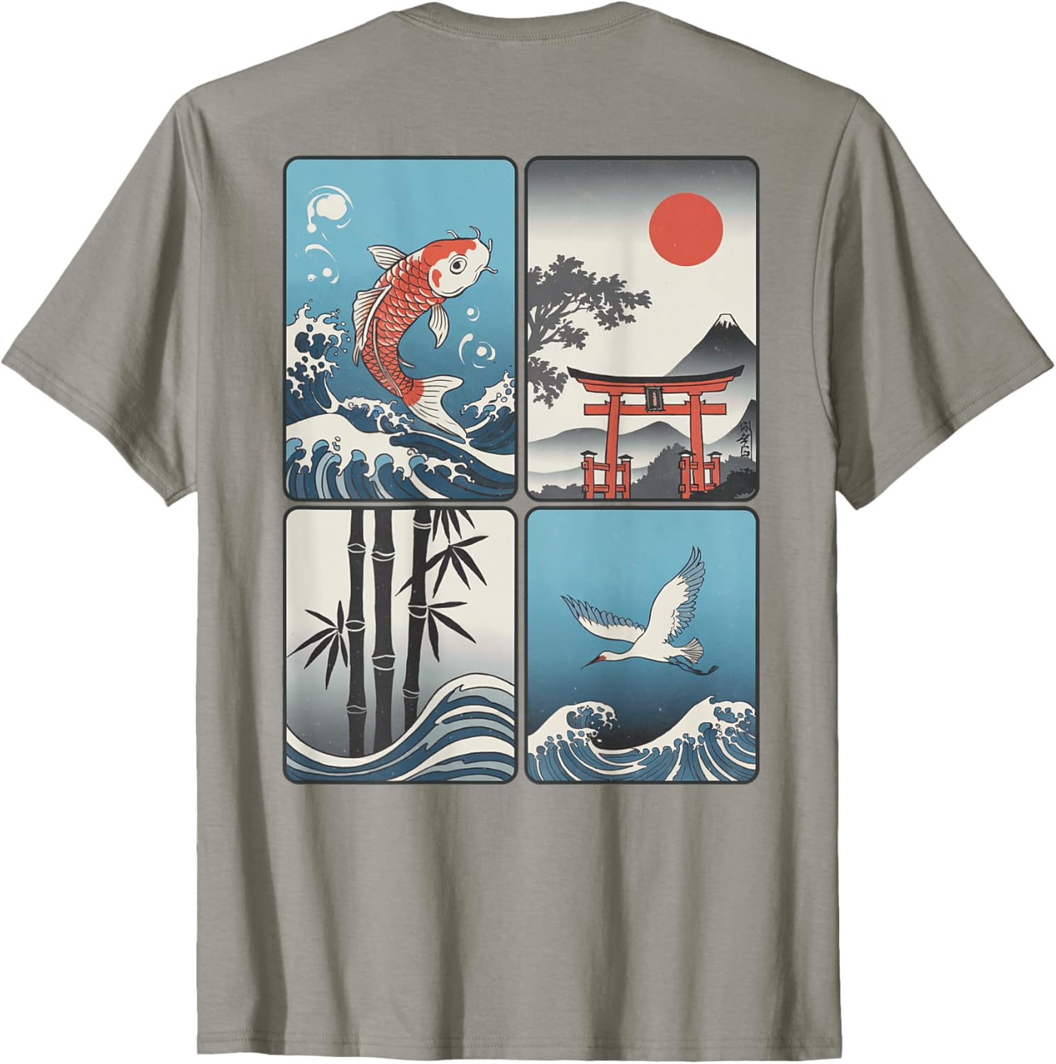 Japanese Koi Fish Great Wave Kanagawa T-Shirt with Kanji Design - 10