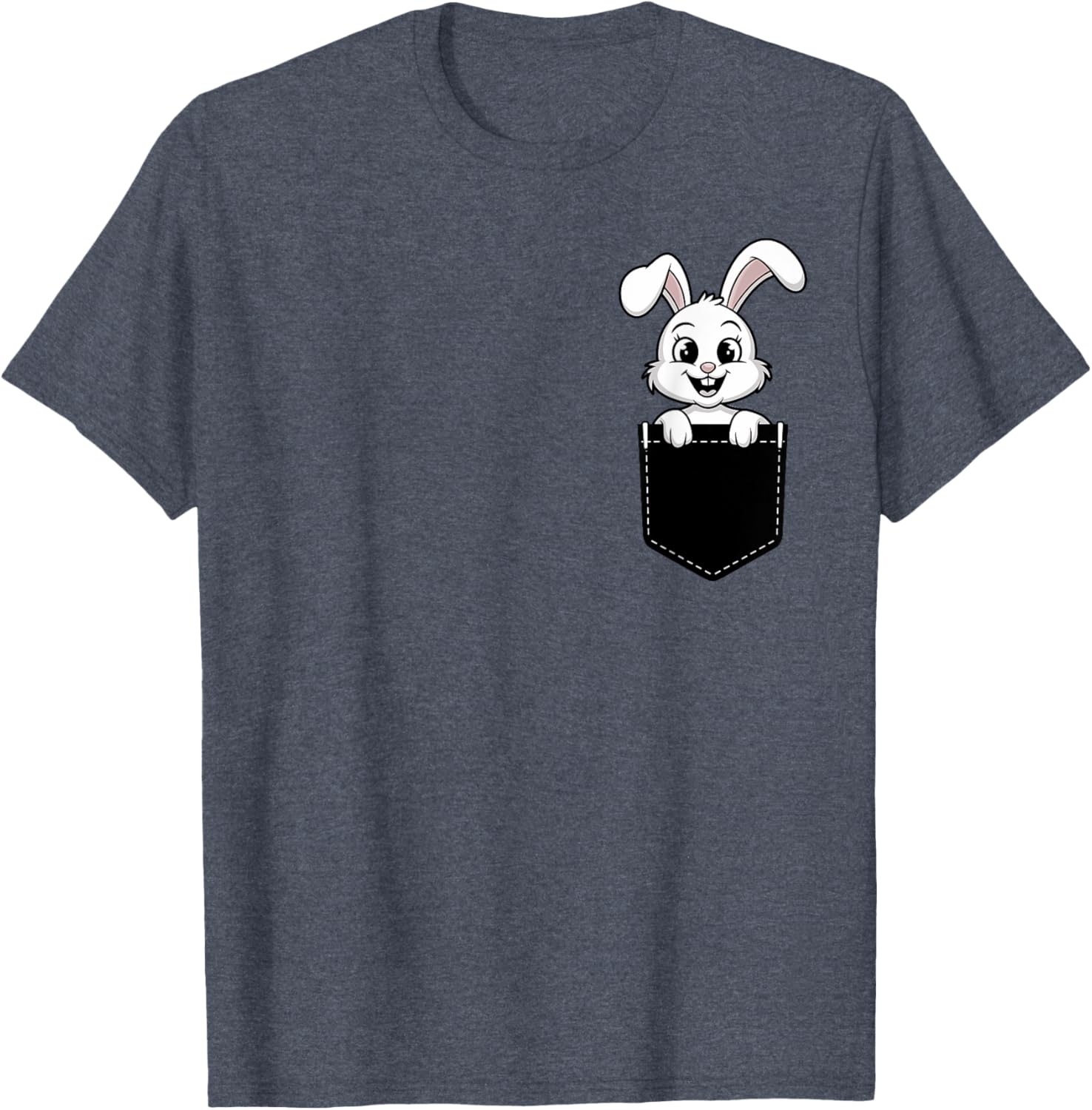 Cute Funny Rabbit in Pocket T-Shirt for Men and Women - Animal Lovers Design - 1