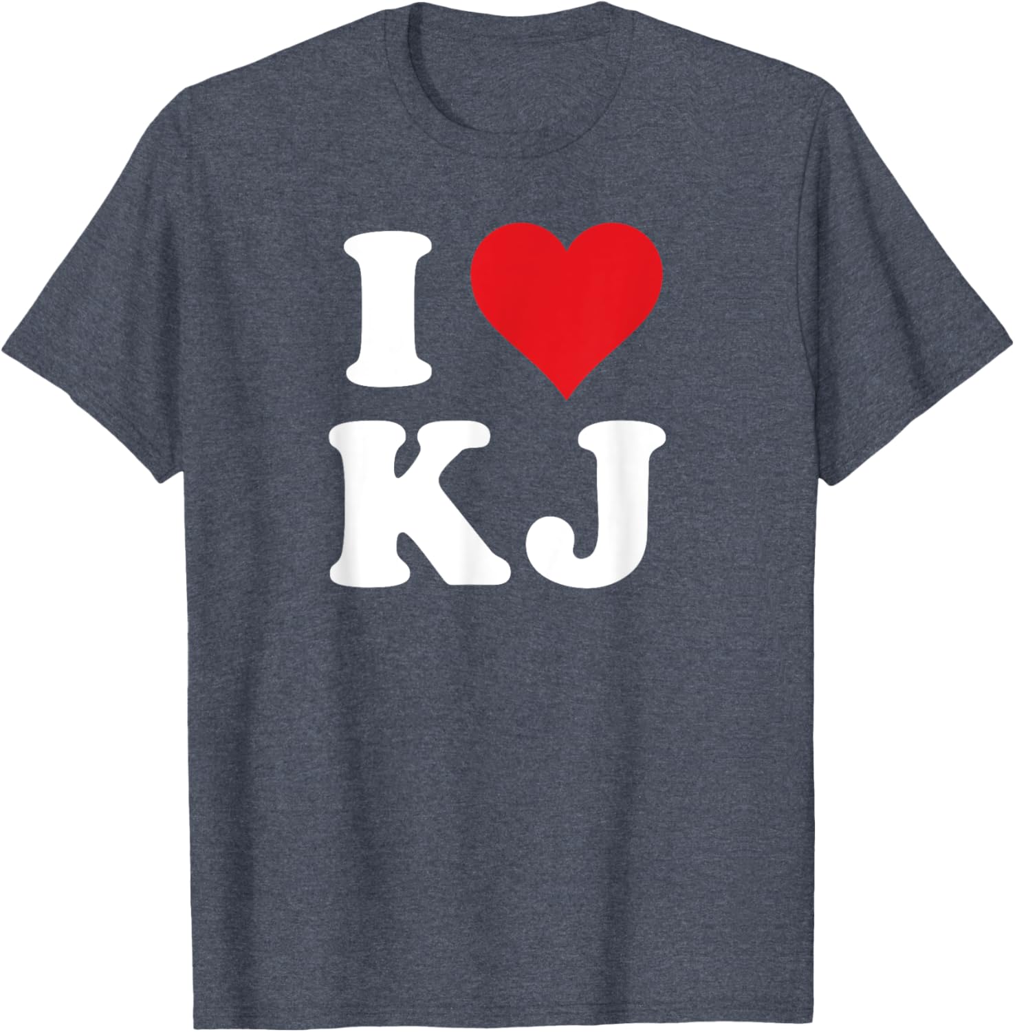 I Love KJ Initials Heart Design K J T-Shirt for Stylish Casual Wear - 21