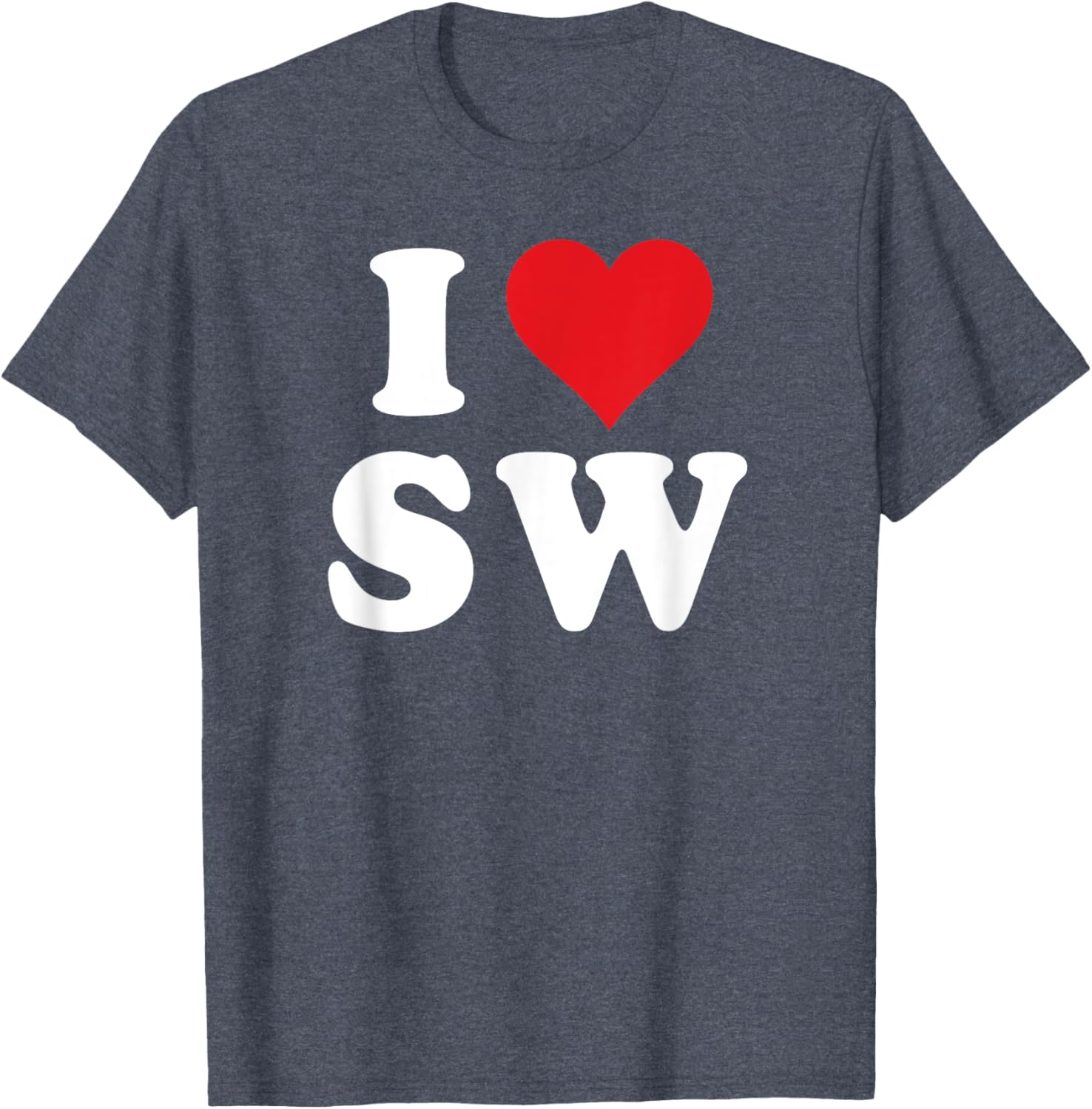 I Love SW Initials Heart T-Shirt for Stylish SW Fans and Gift Ideas - 7