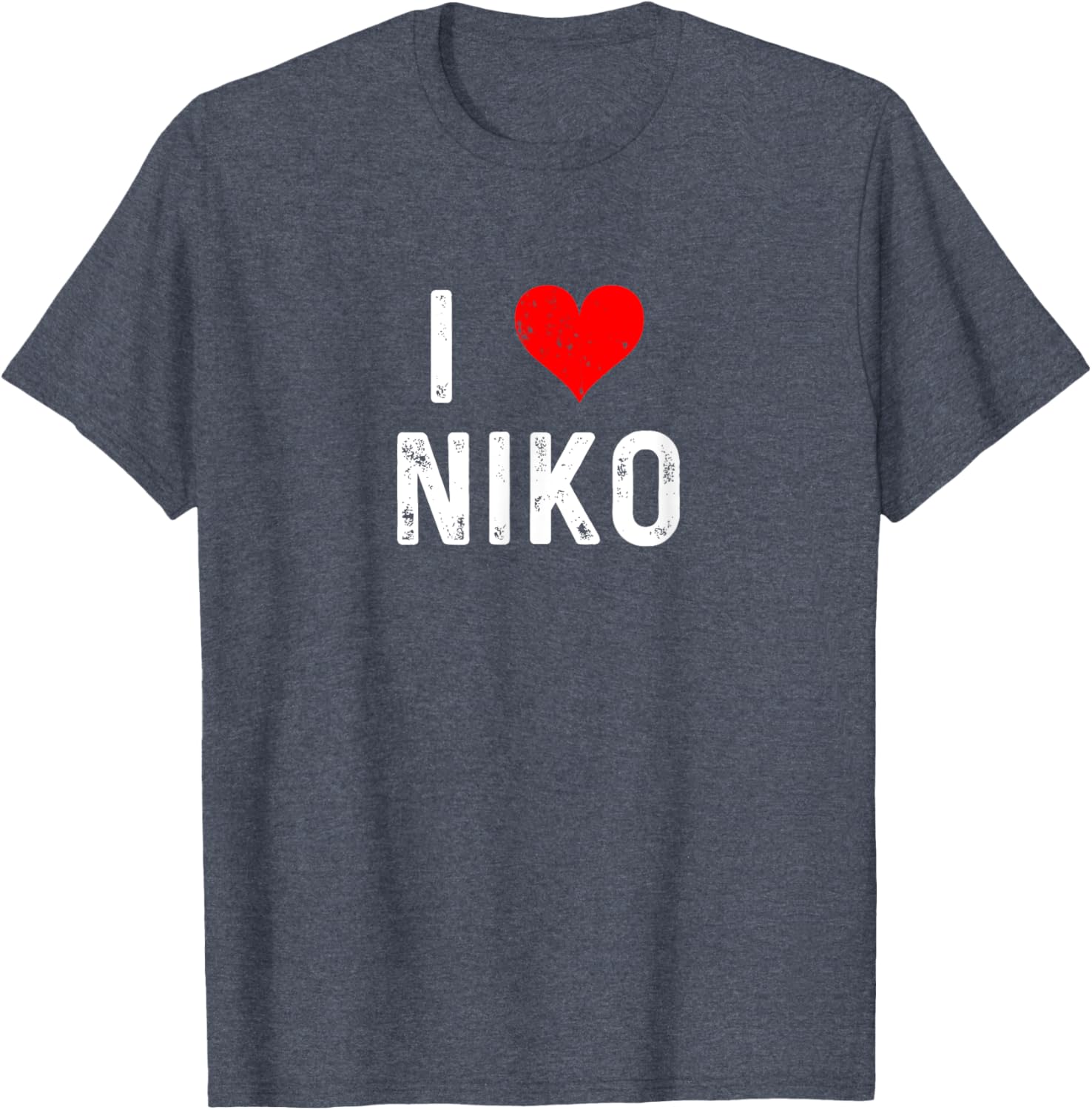 I Love Niko Distressed Heart T-Shirt for Casual Everyday Style - 2
