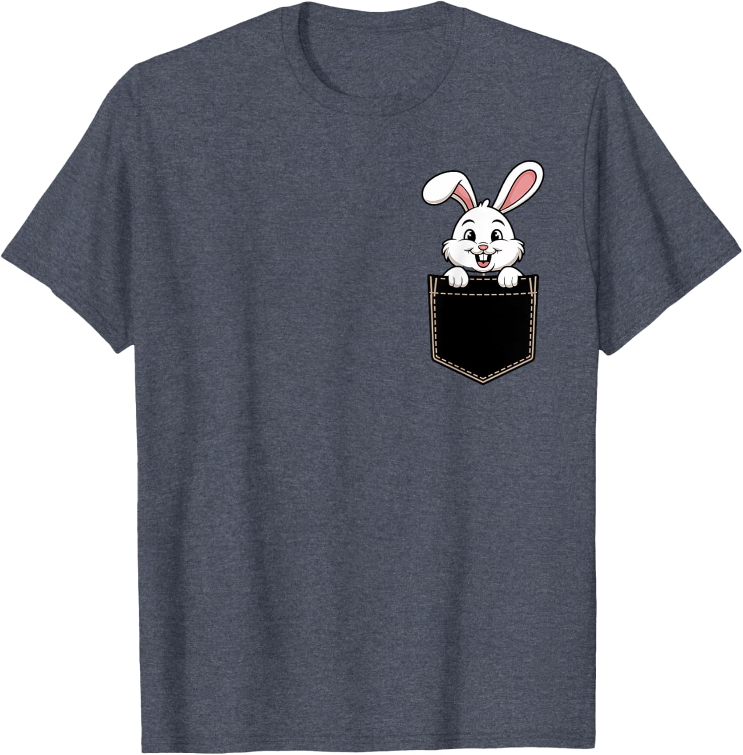 Cute Funny Rabbit Pocket T-Shirt for Men and Women - Adorable Animal Tee - 24