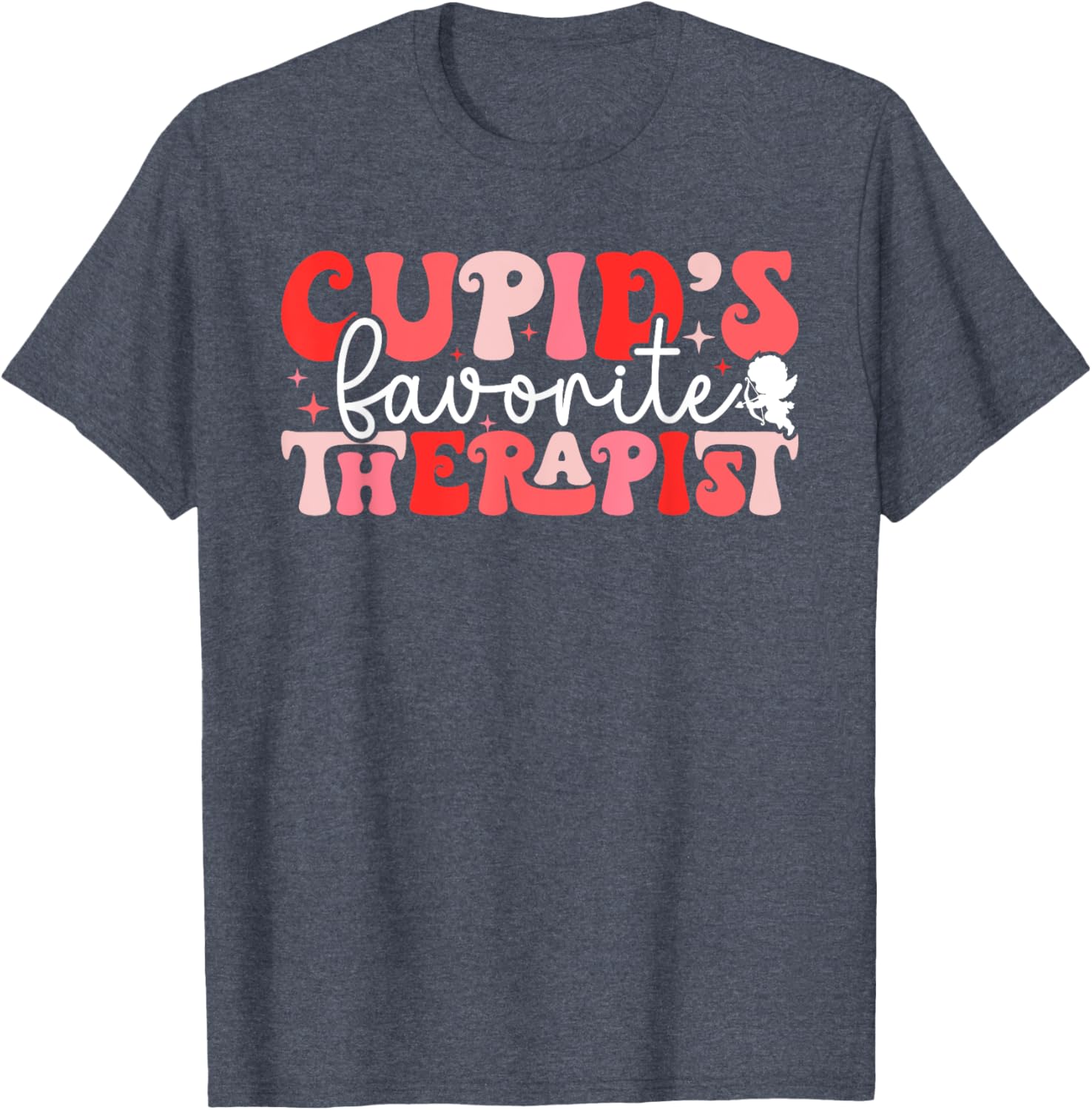 Cupid's Favorite Therapist Groovy Valentine's Day T-Shirt for Women - 14